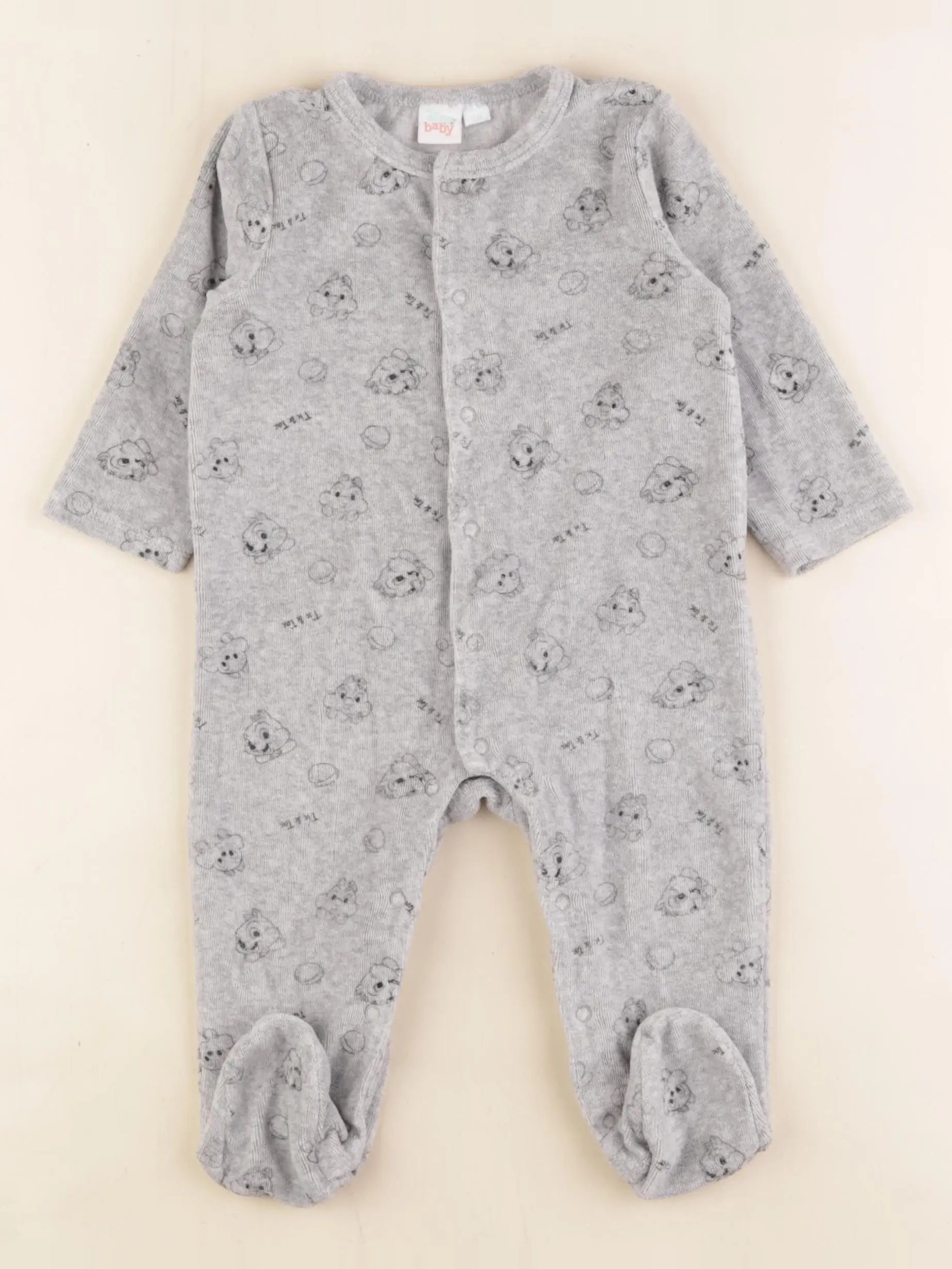 Vertbaudet - pyjama velours gris - 12 mois