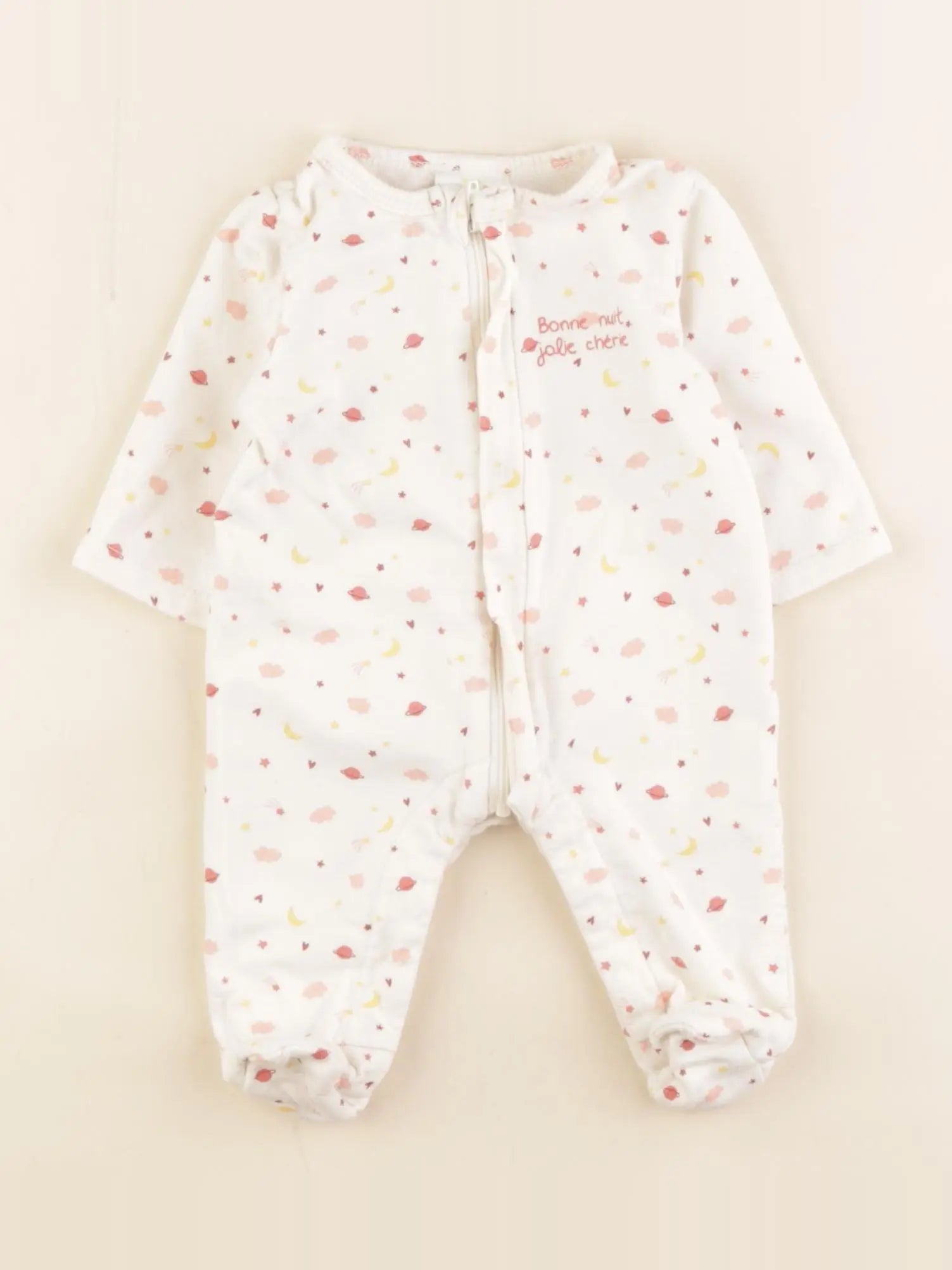 Tape à l'oeil - pyjama coton blanc, rose - 1 mois