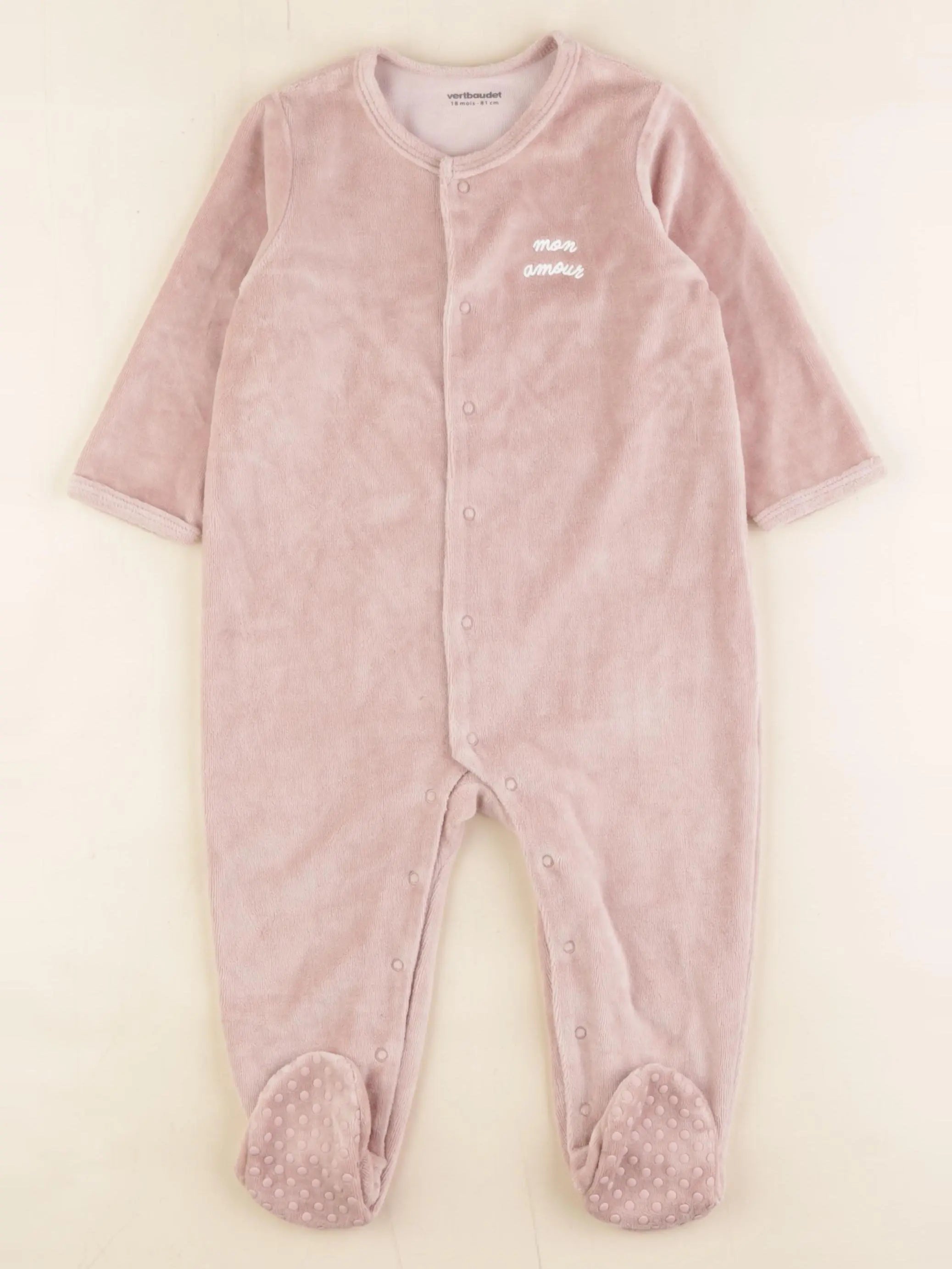 Vertbaudet - pyjama velours rose - 18 mois