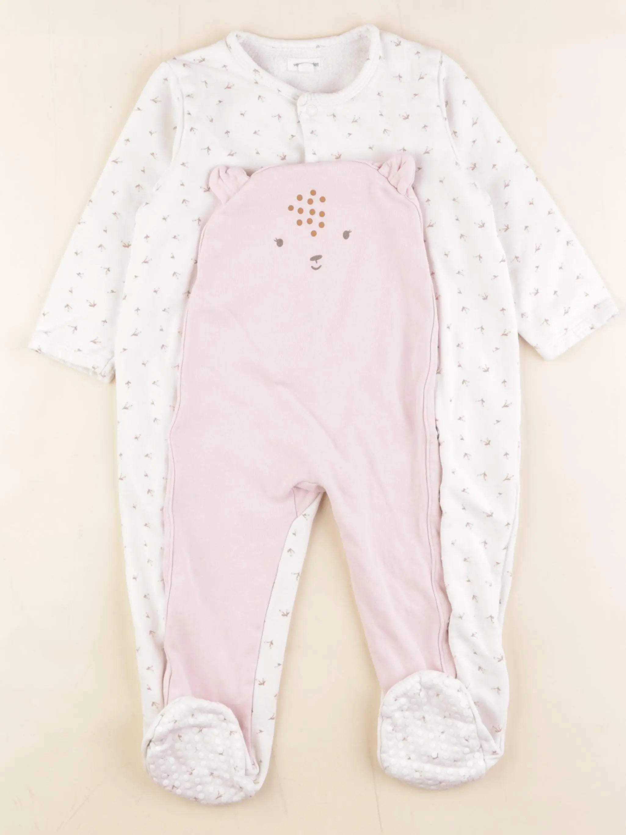 Vertbaudet - pyjama coton blanc, rose - 24 mois