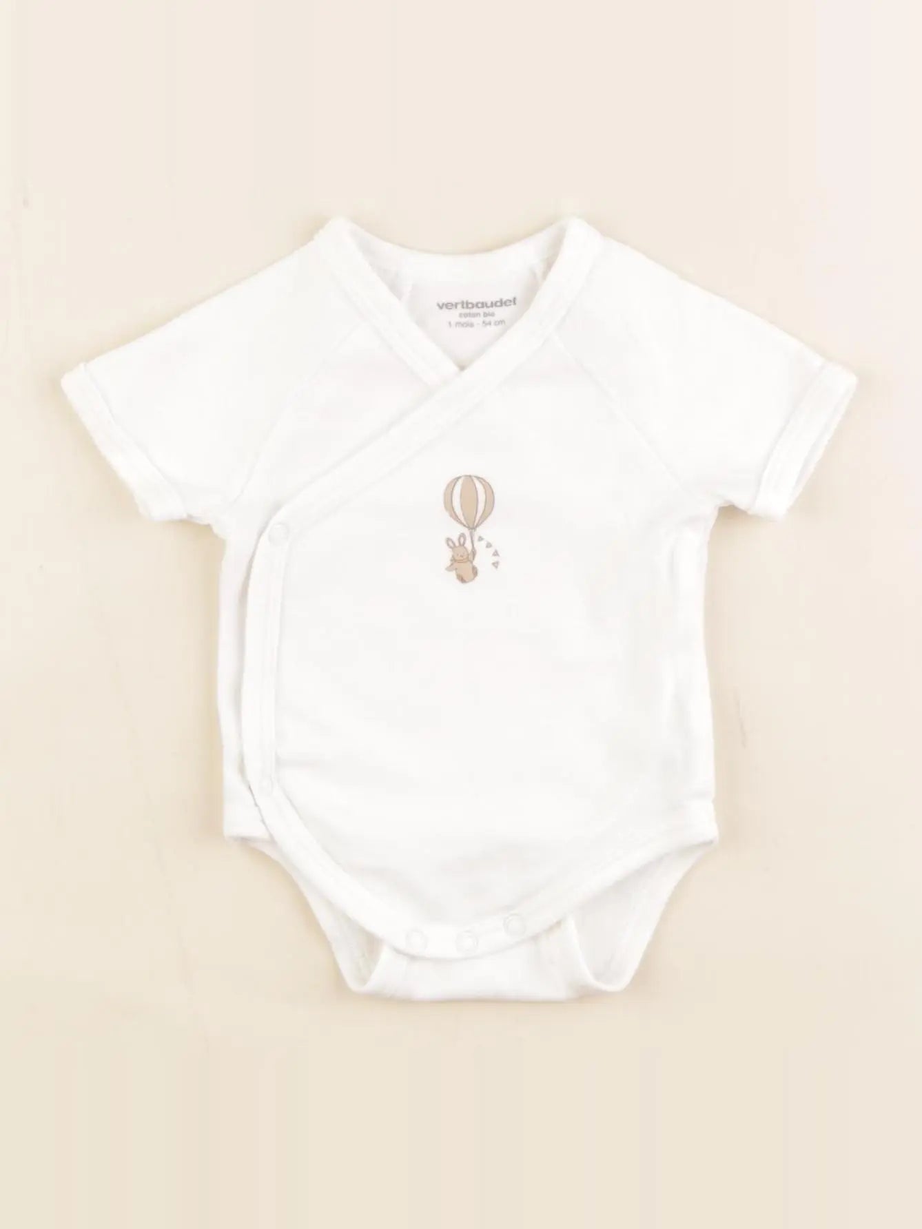 Vertbaudet - body marron, blanc - 1 mois
