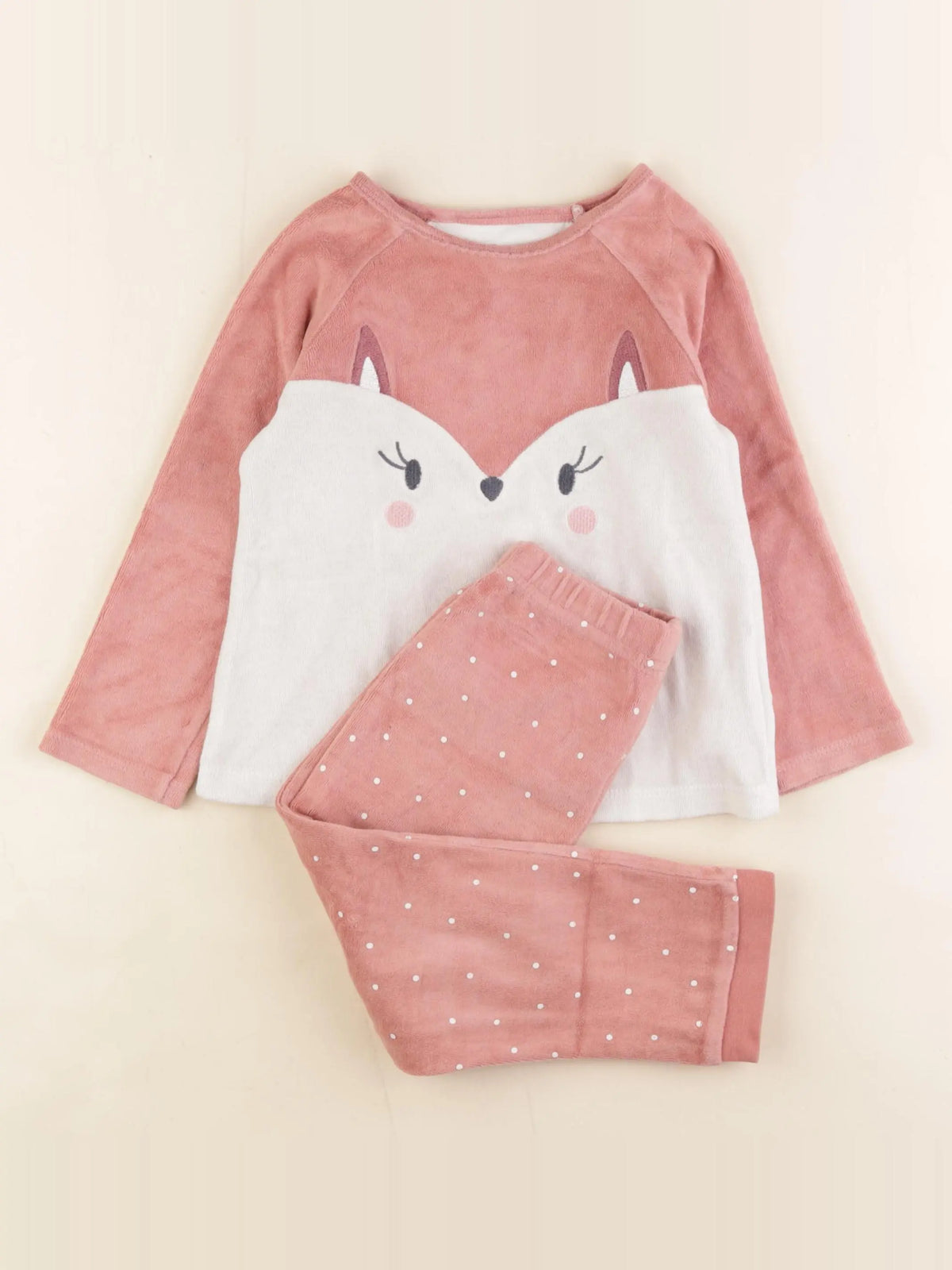 Vertbaudet - pyjama velours rose - 4 ans