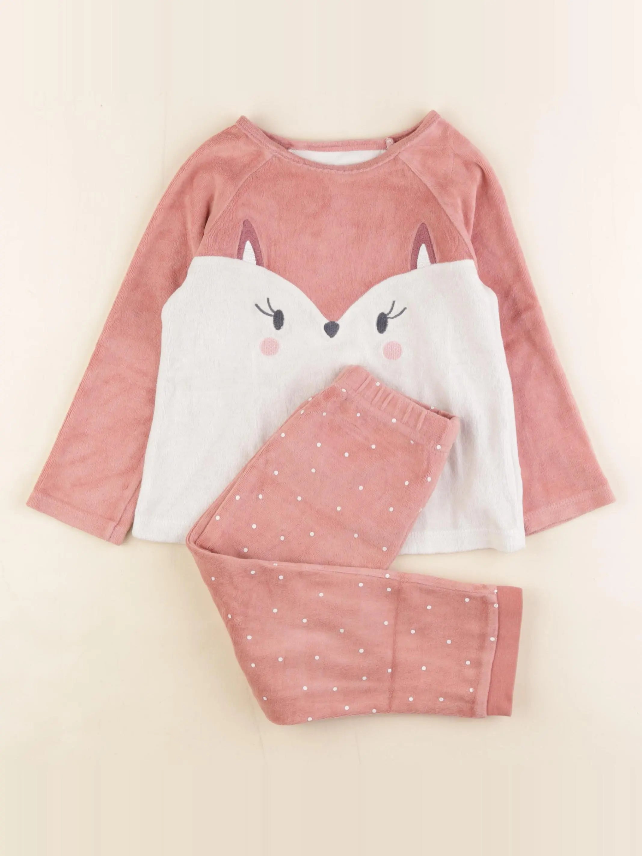 Vertbaudet - pyjama velours rose - 4 ans
