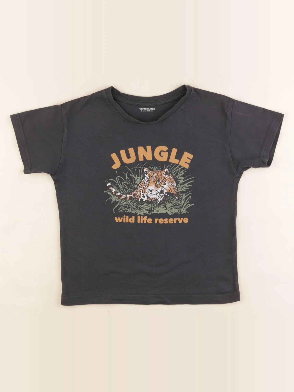 Vertbaudet - tee-shirt noir - 6 ans