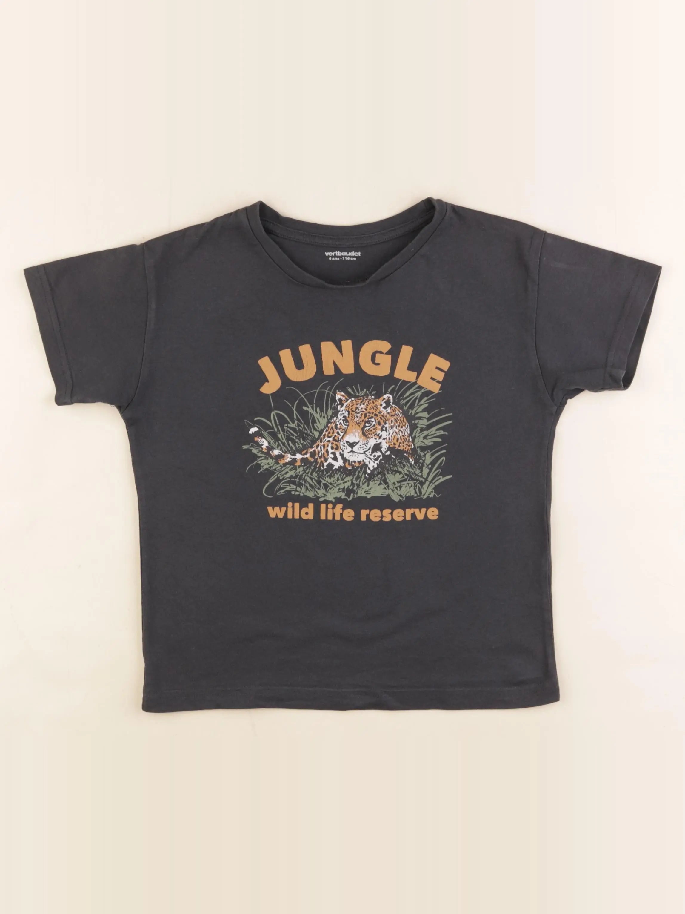 Vertbaudet - tee-shirt noir - 6 ans