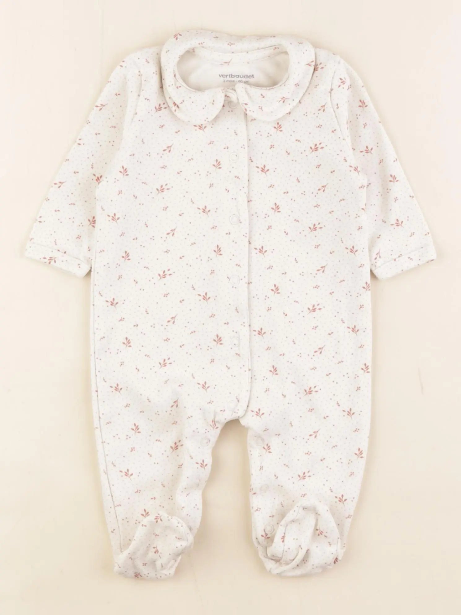 Vertbaudet - pyjama coton beige - 3 mois