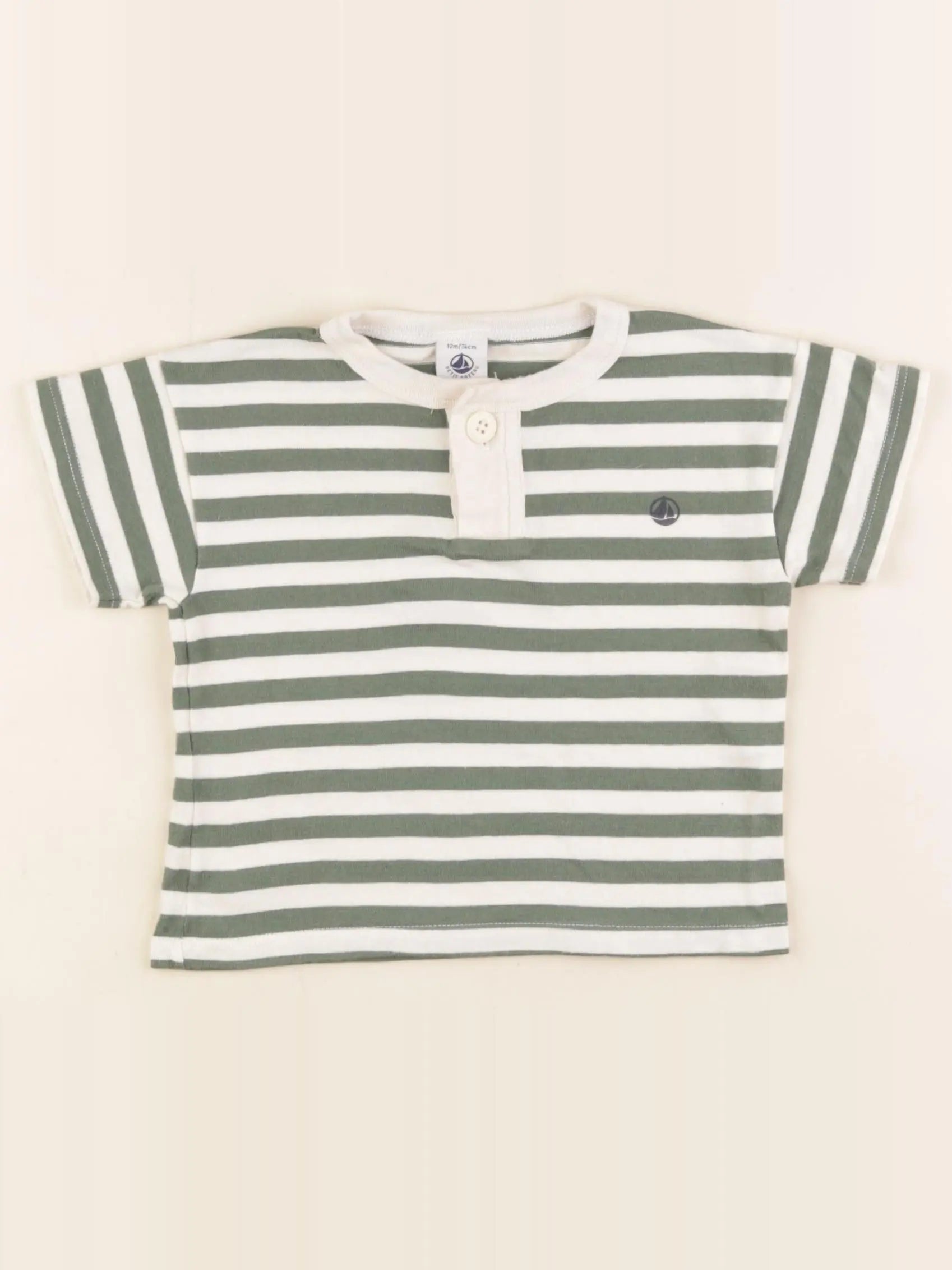 Petit Bateau - tee-shirt vert - 12 mois