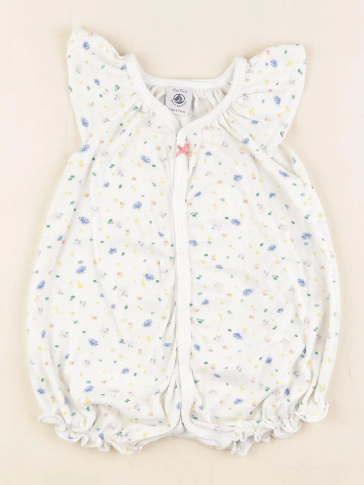 Petit Bateau - combinaison blanc, multicolore - 12 mois