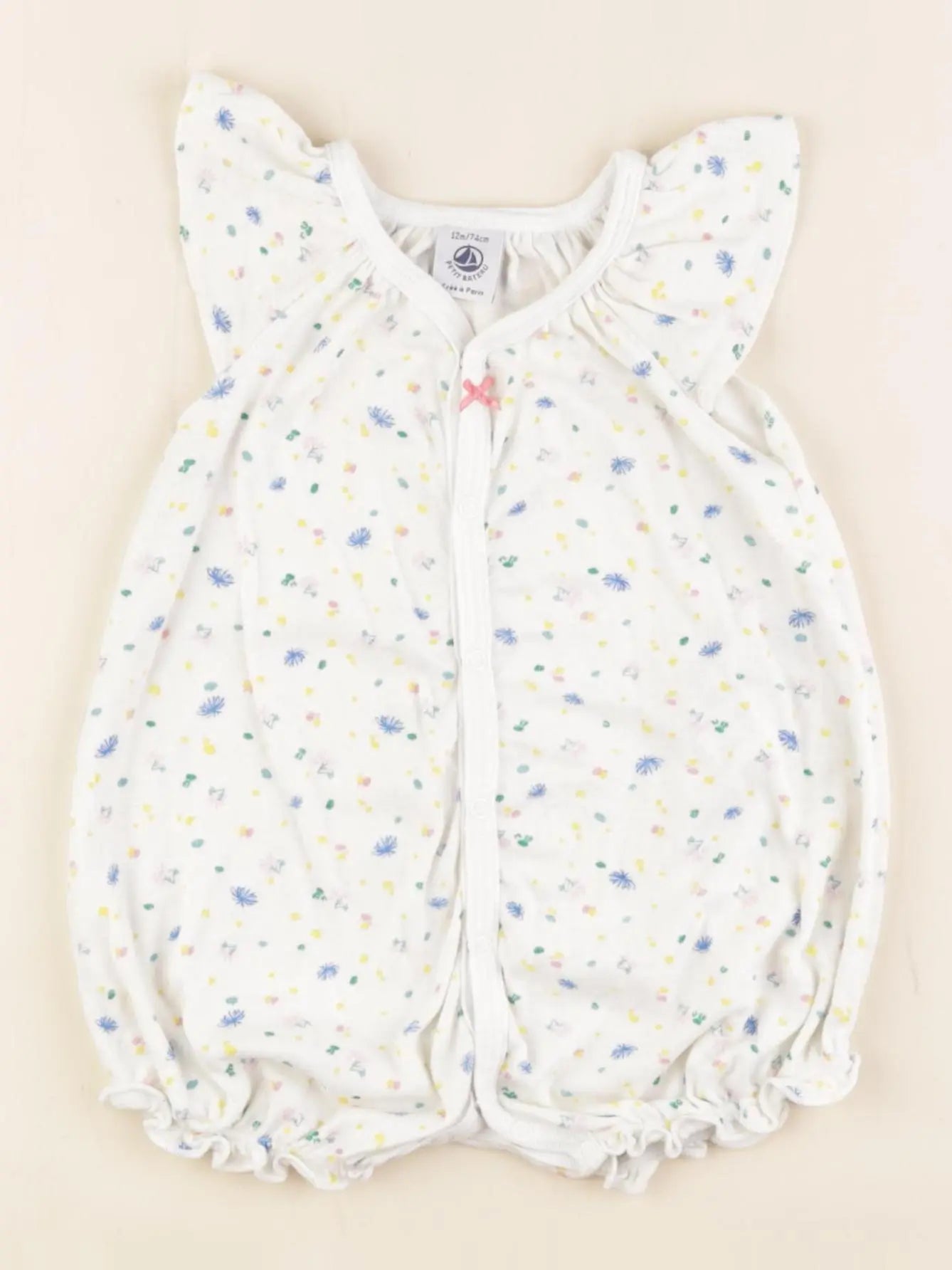Petit Bateau - combinaison blanc, multicolore - 12 mois
