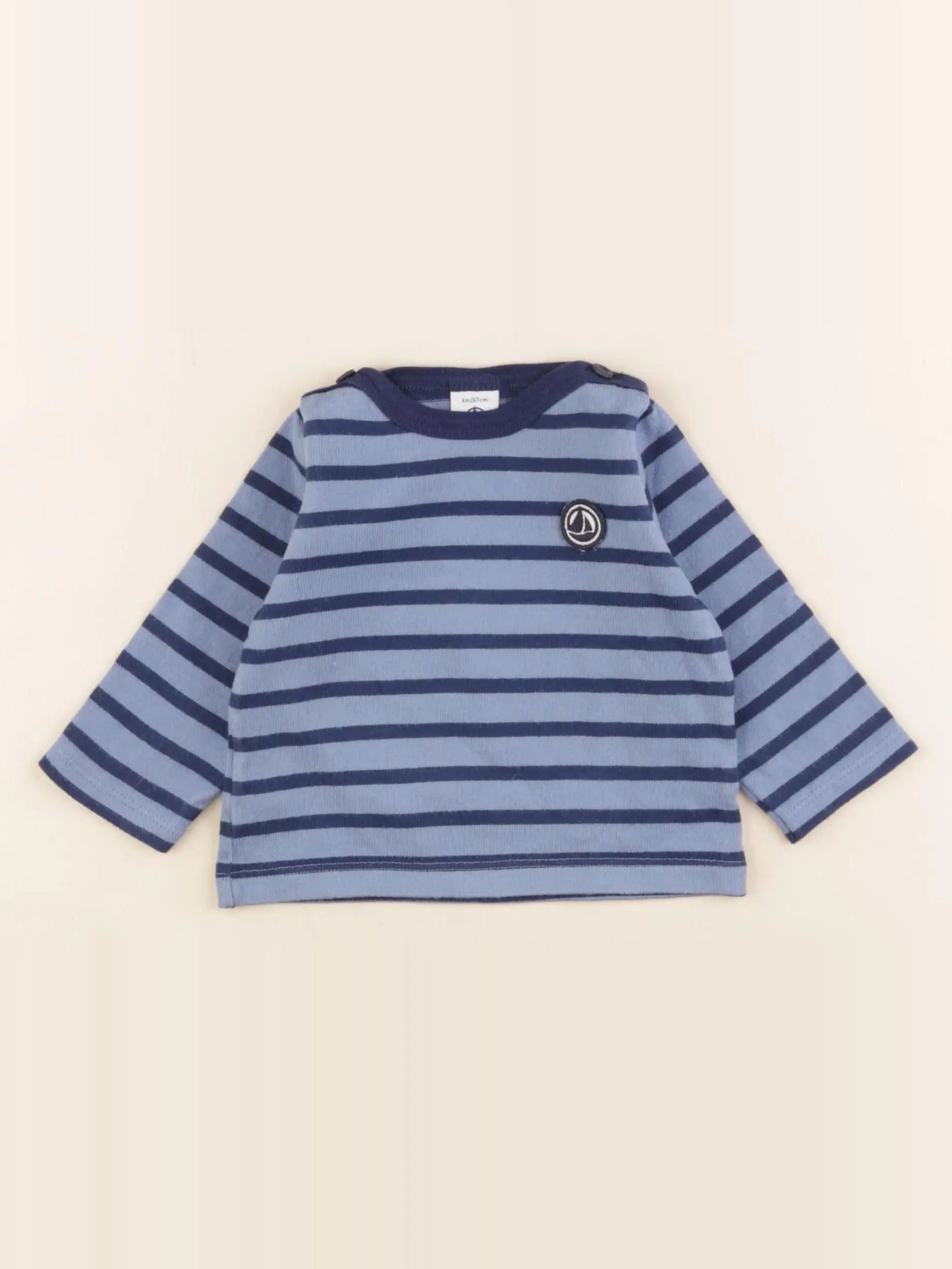 Petit Bateau - tee-shirt bleu - 6 mois