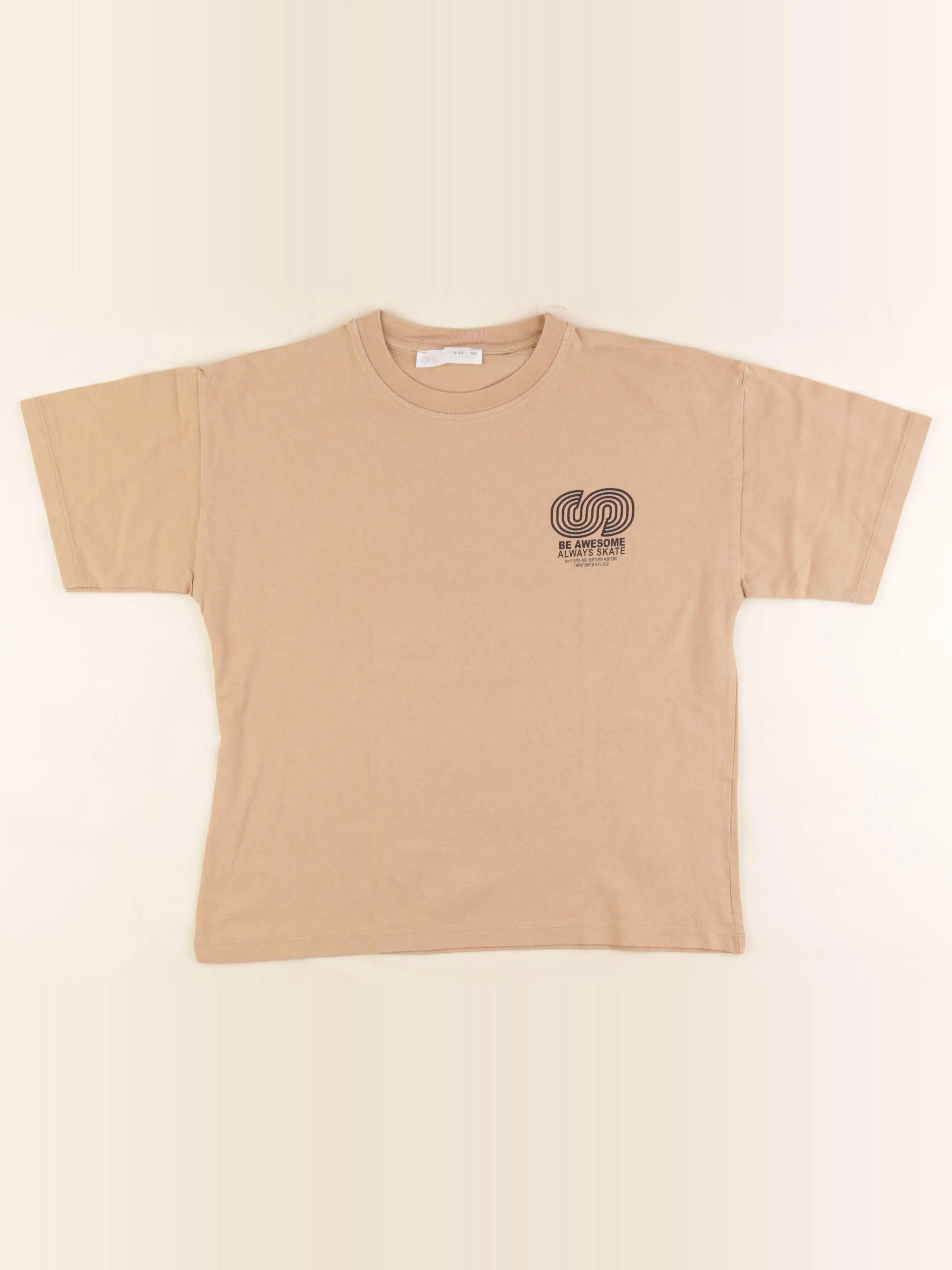 Zara - tee-shirt imprimé au dos beige - 9/10 ans
