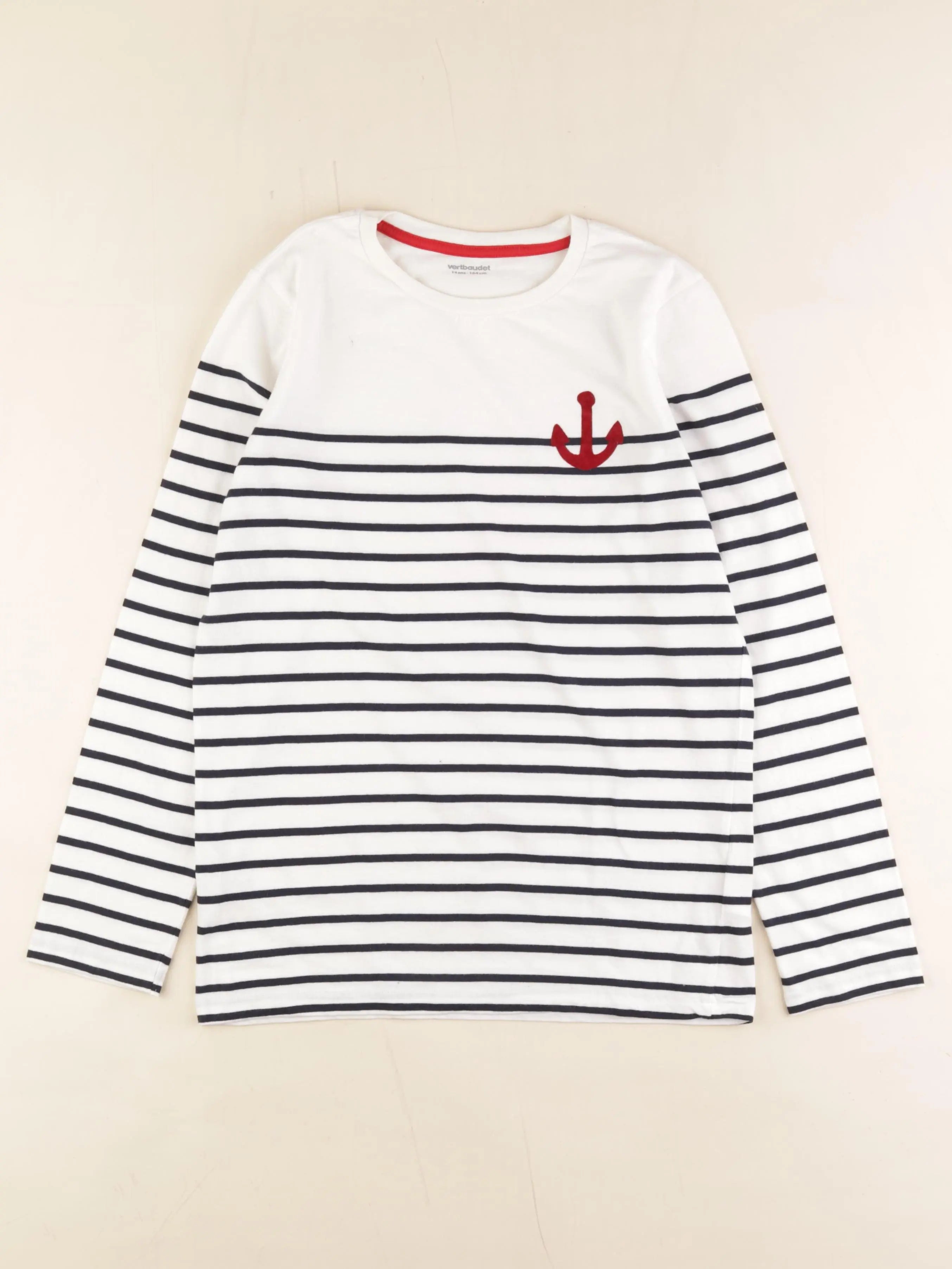 Vertbaudet - tee-shirt blanc, bleu - 14 ans