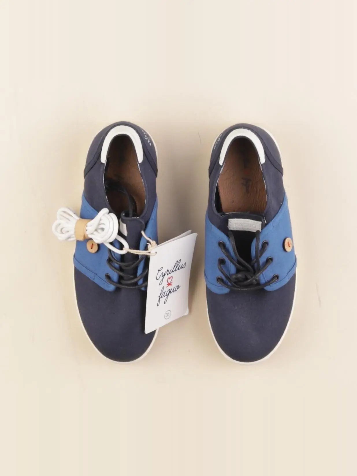 Faguo - tennis à scratch/ lacets bleu - pointure 31