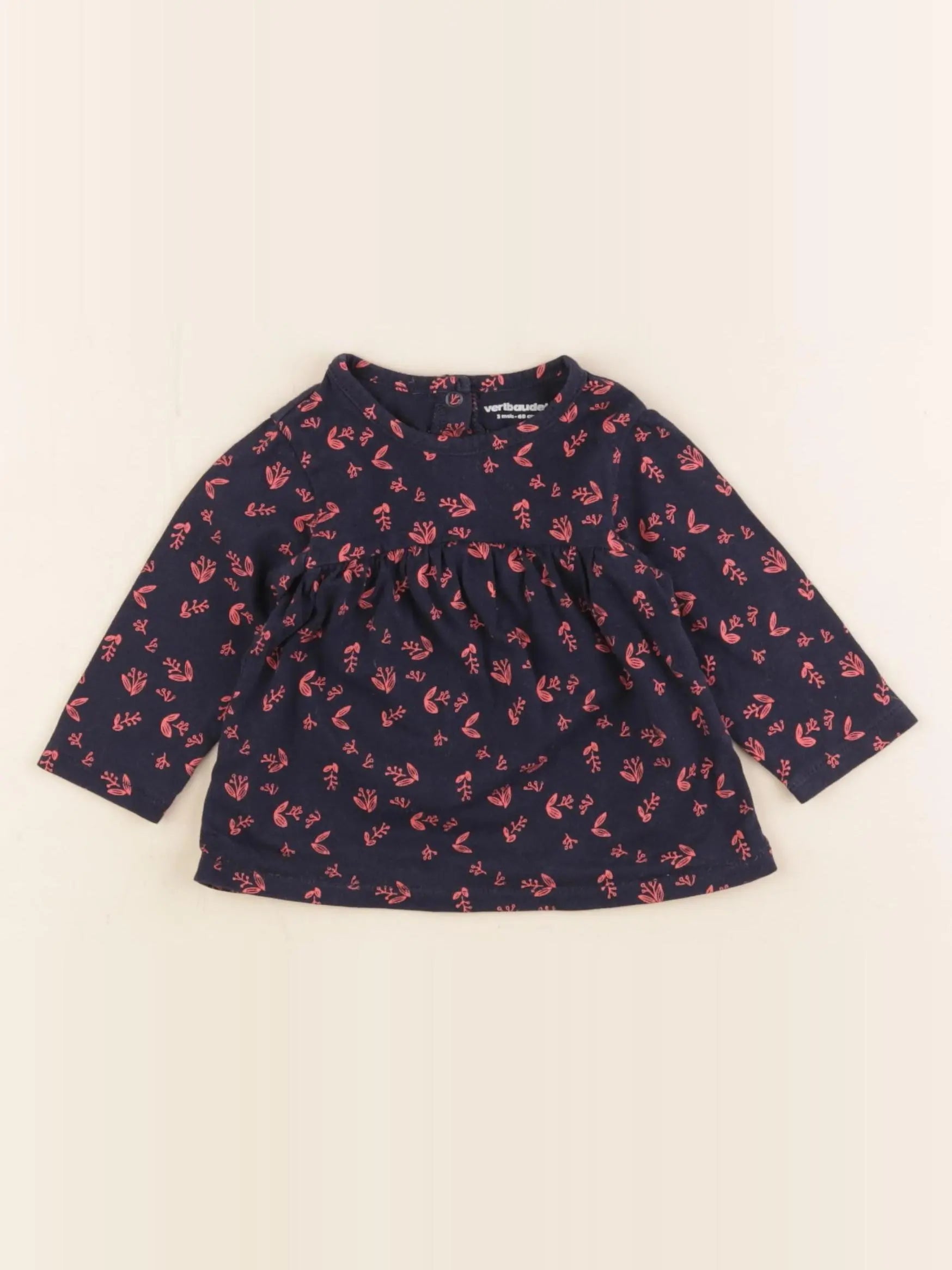 Vertbaudet - tee-shirt bleu - 3 mois