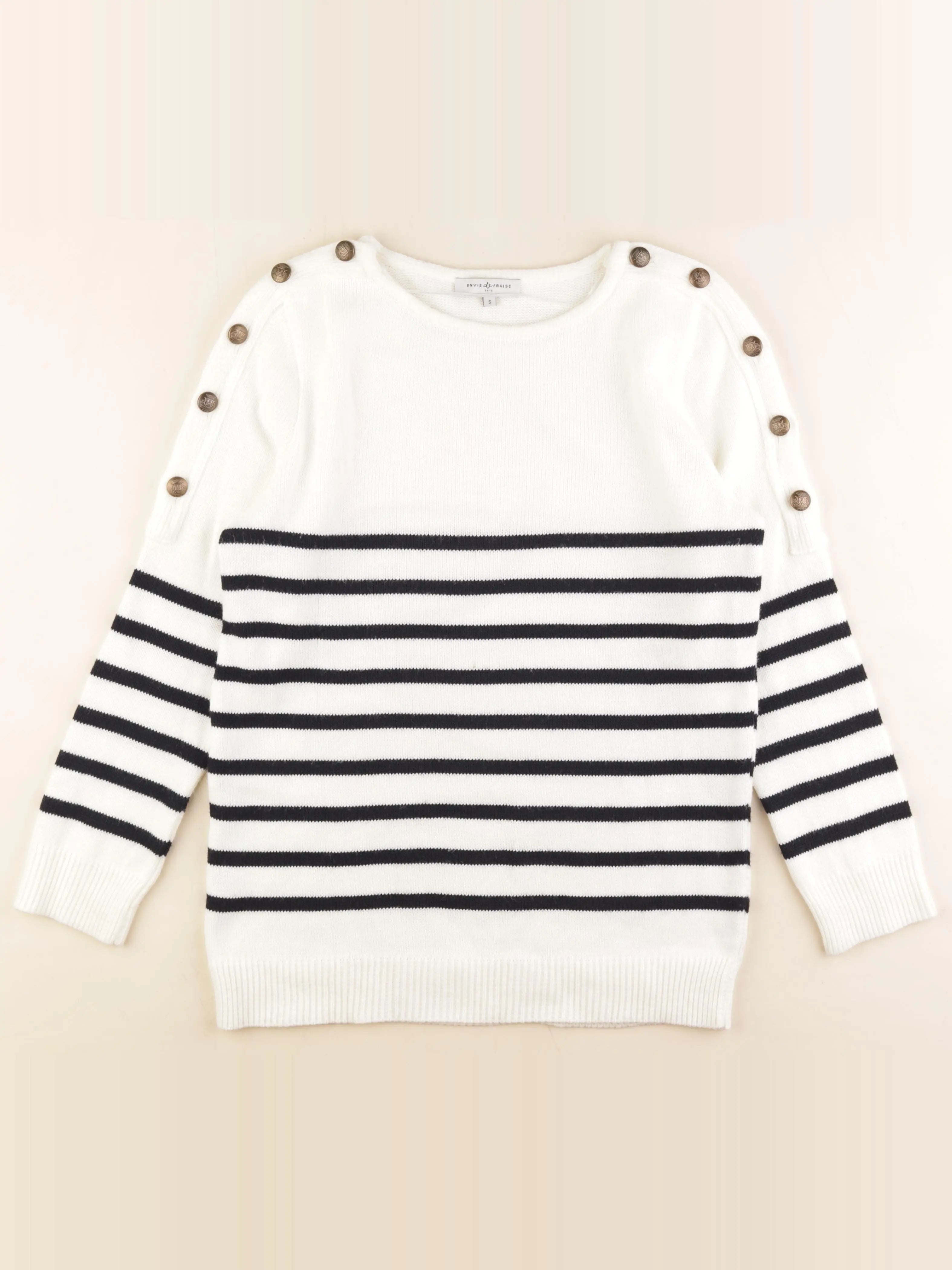 Envie de fraise - pull allaitement blanc, bleu - 34 à 36