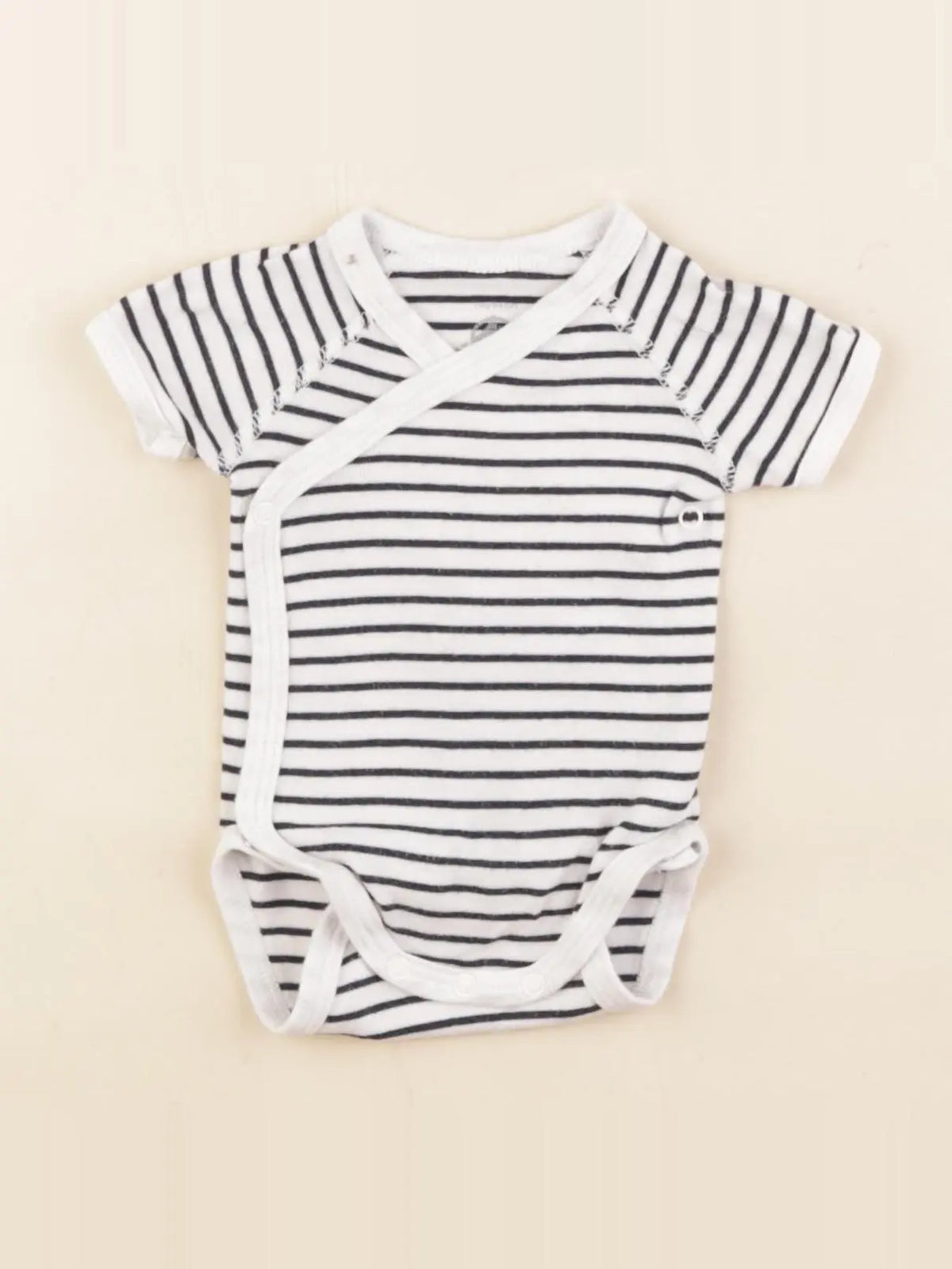 Petit Bateau - body blanc, bleu - 1 mois