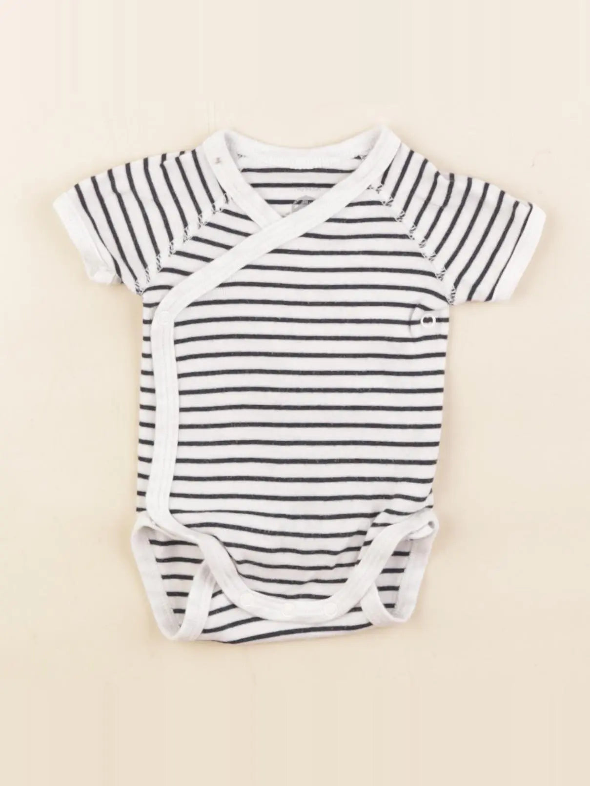 Petit Bateau - body blanc, bleu - 1 mois