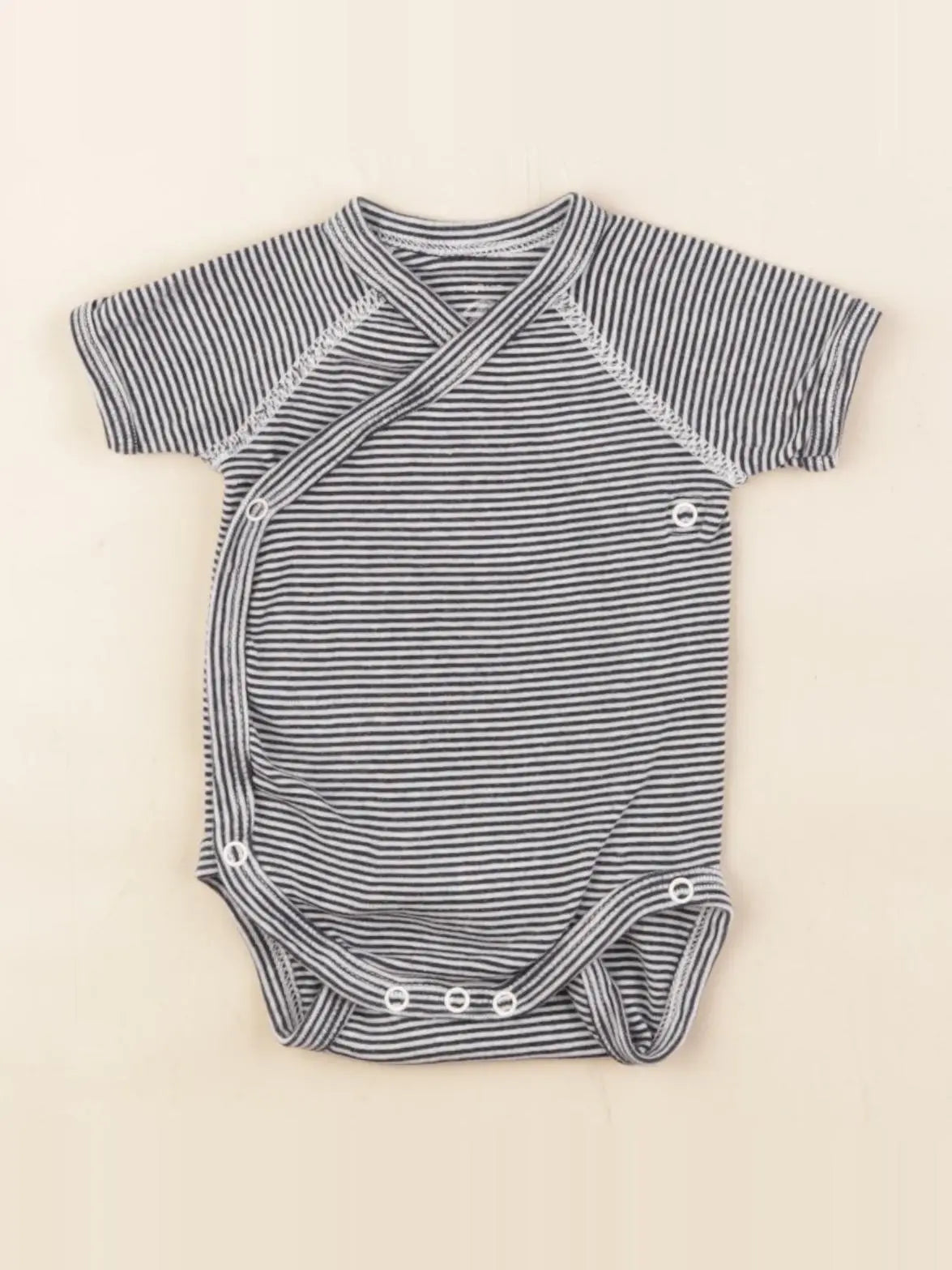 Petit Bateau - body blanc, bleu - 1 mois