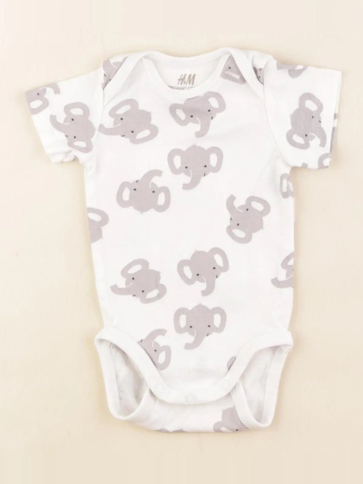 H&M - body blanc, gris - 2/4 mois