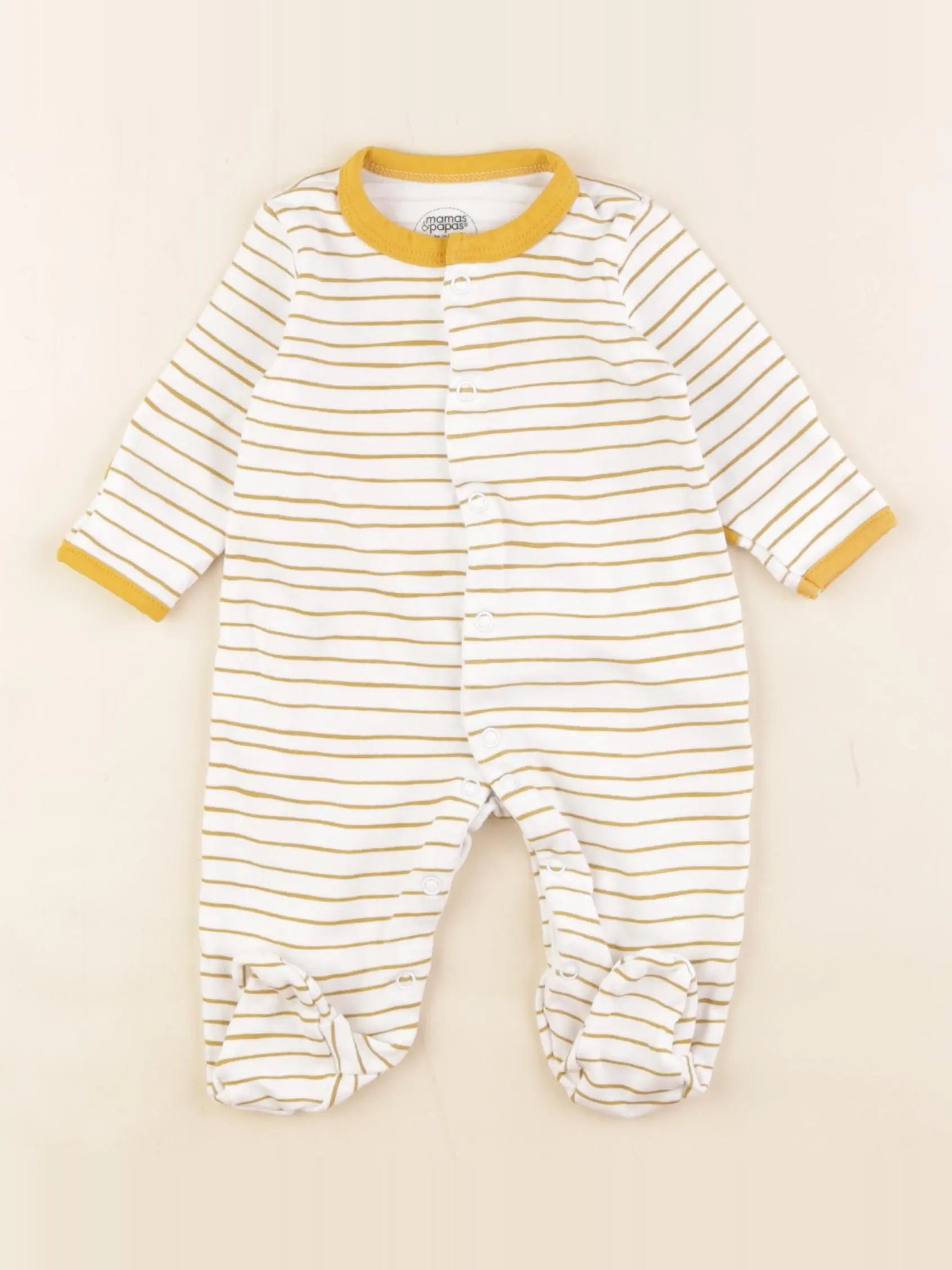 Mamas & papas - pyjama coton blanc, jaune - 0/3 mois