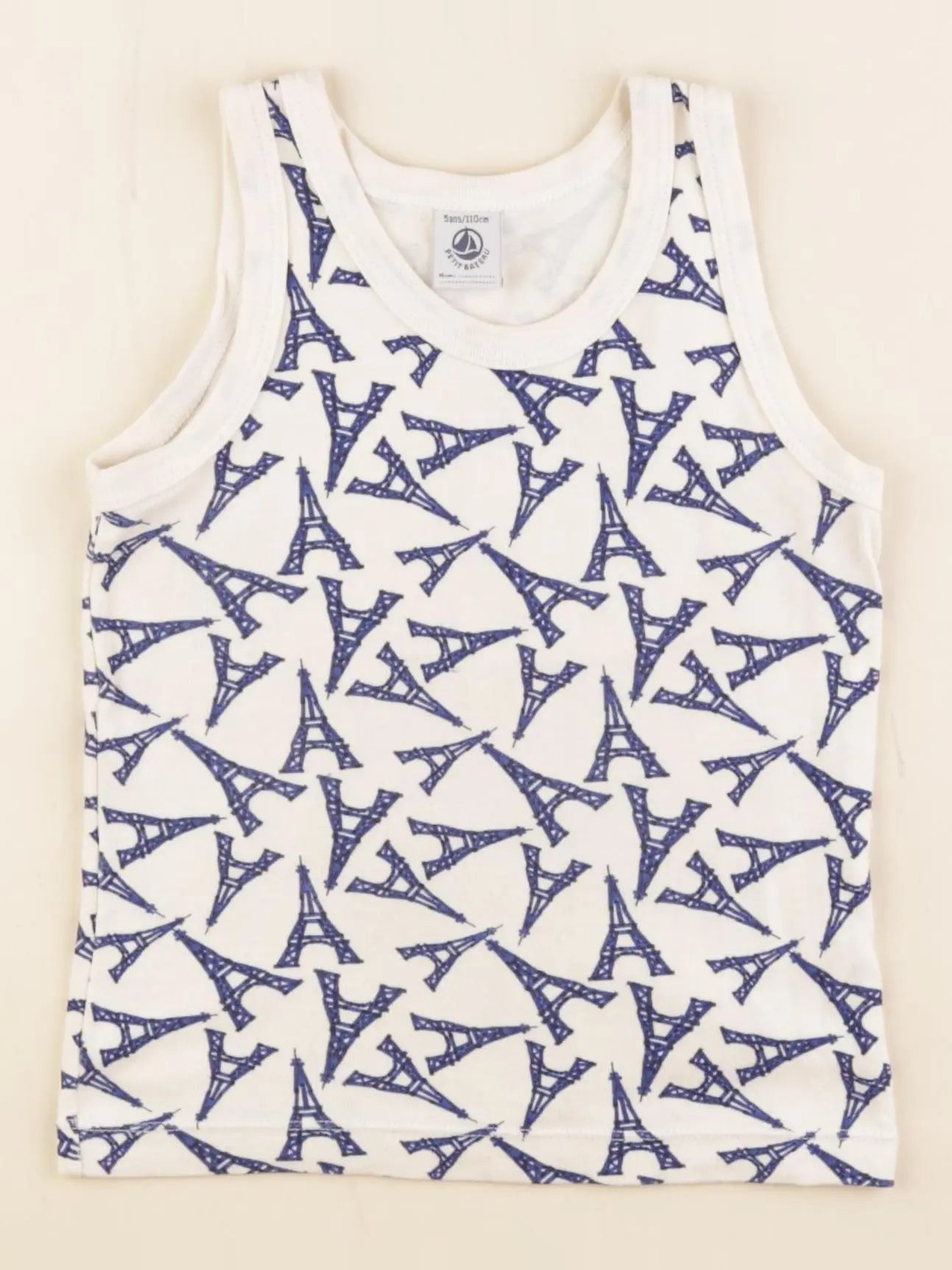 Petit Bateau - maillot de corps beige, bleu - 5 ans