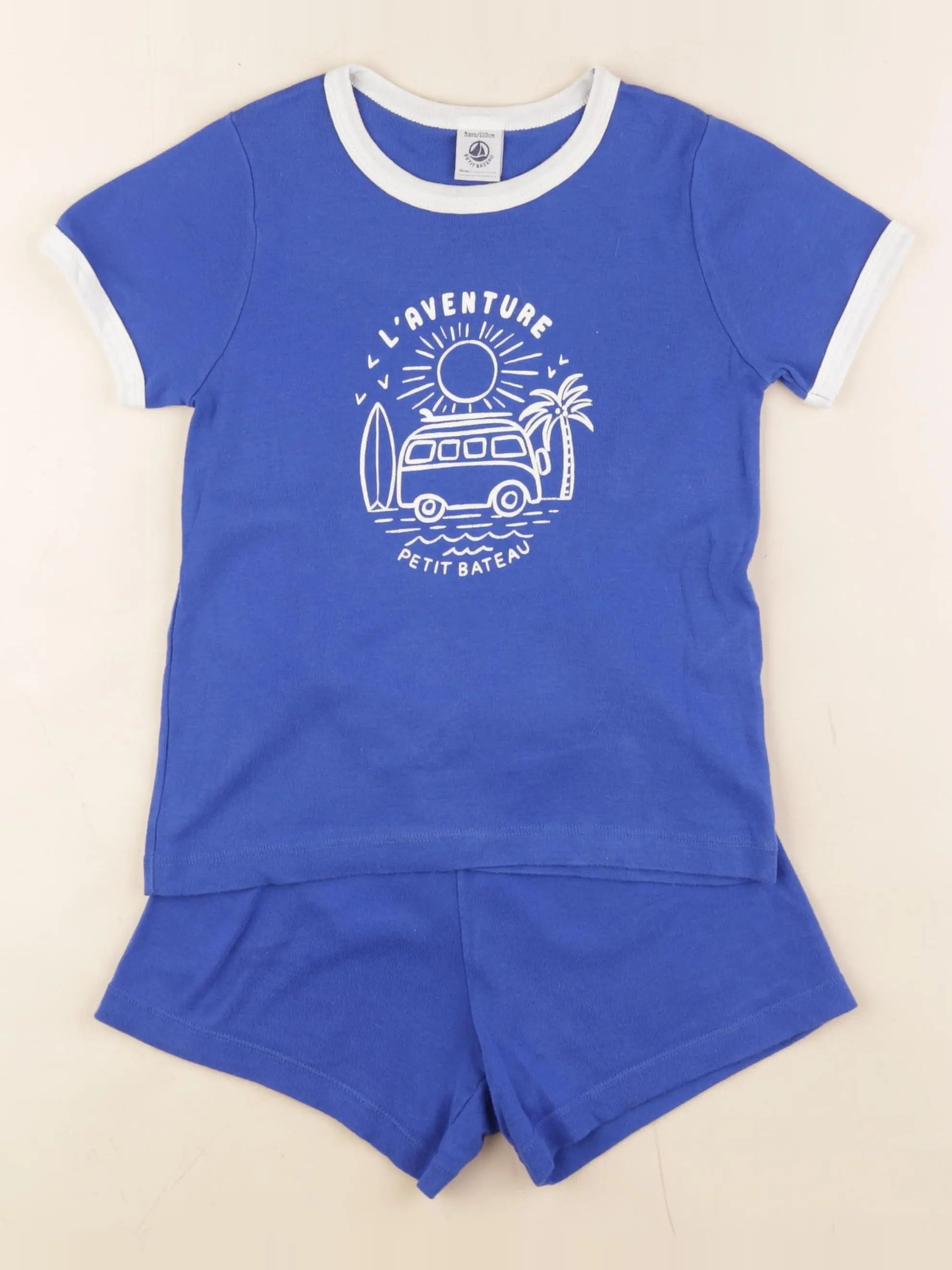 Petit Bateau - pyjama coton bleu - 5 ans