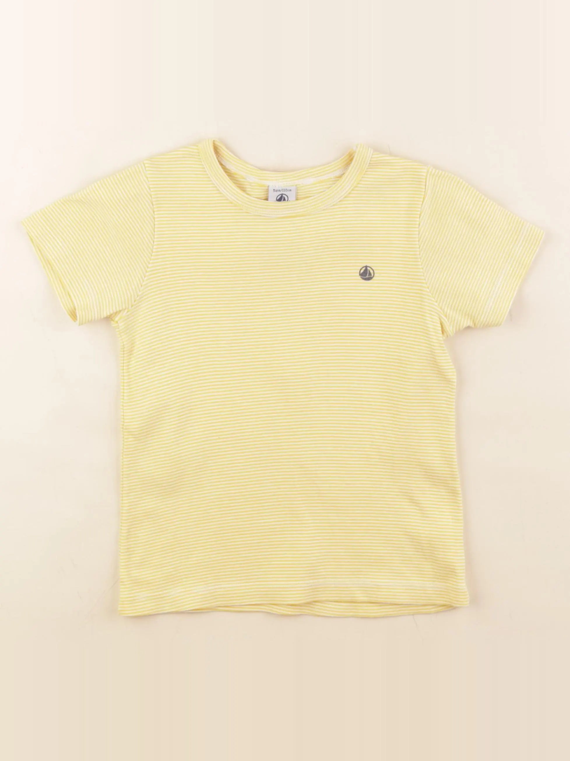 Petit Bateau - maillot de corps blanc, jaune - 5 ans