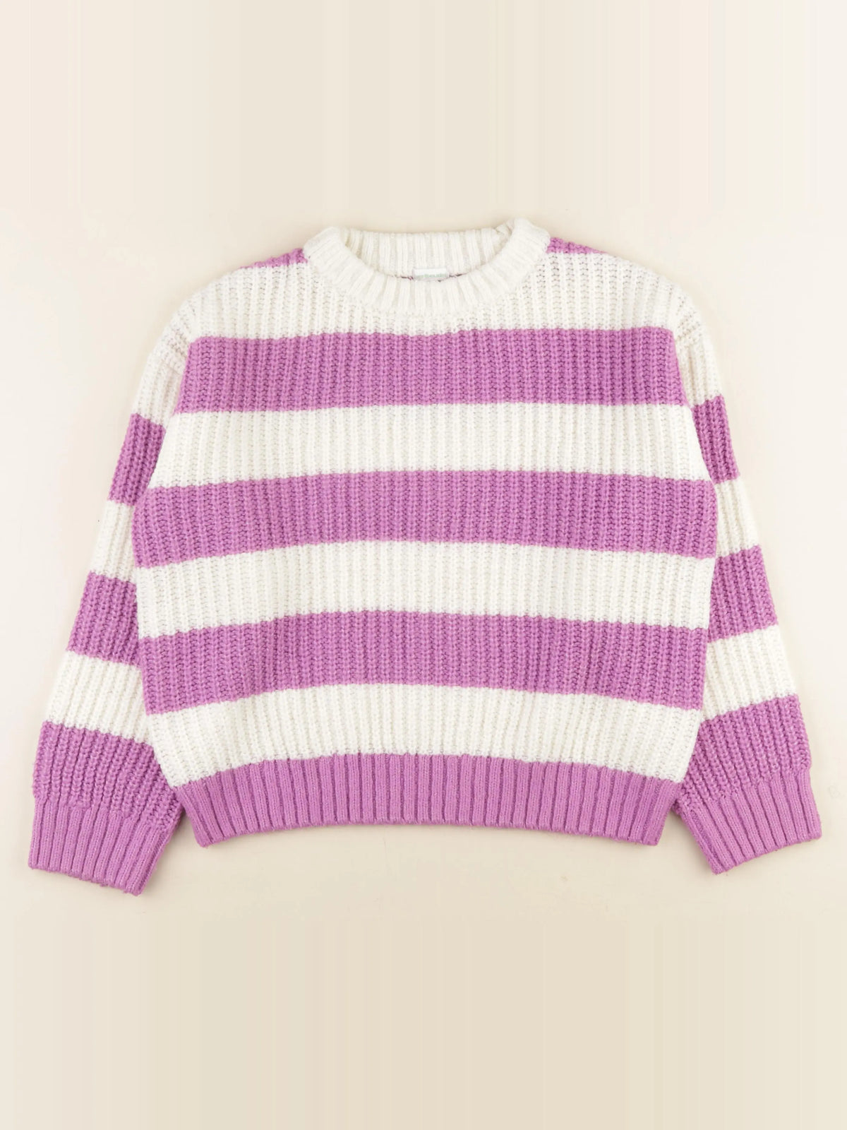 Vertbaudet - pull blanc, violet - 12 ans