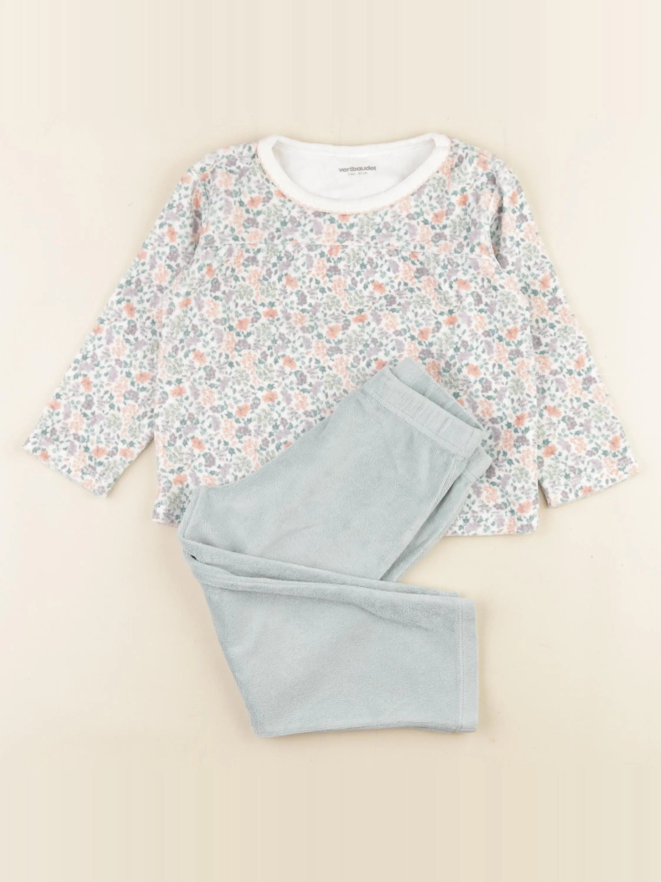 Vertbaudet - pyjama velours vert - 3 ans