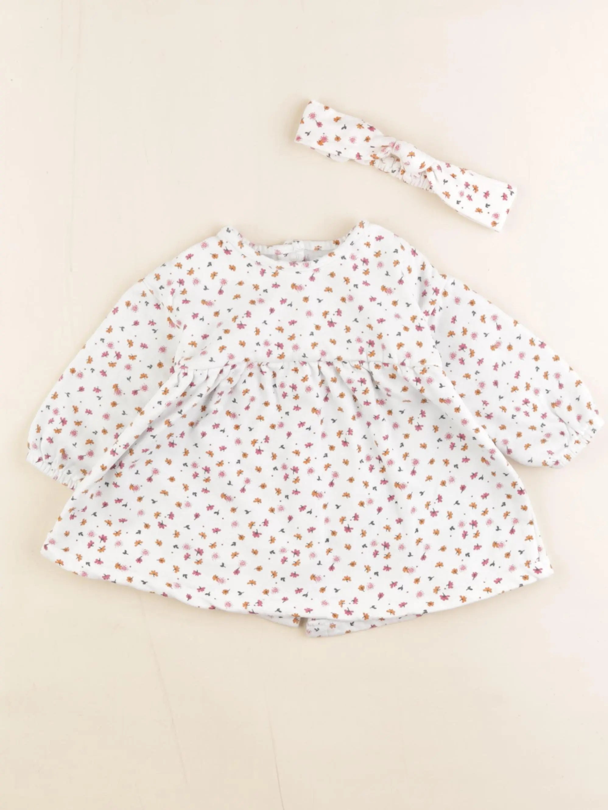 Vertbaudet - ensemble blanc, rose - 9 mois