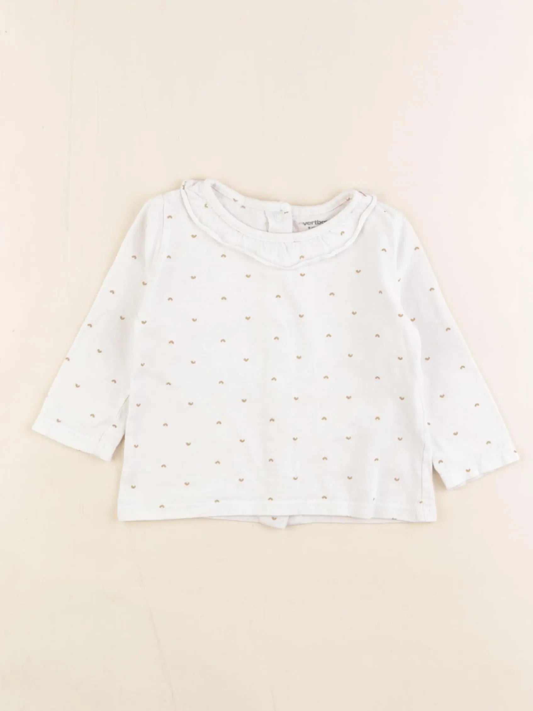 Vertbaudet - tee-shirt beige, or - 9 mois