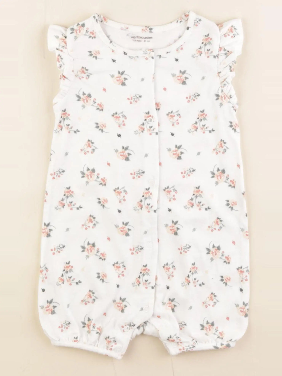 Vertbaudet - pyjama coton beige, rose - 18 mois