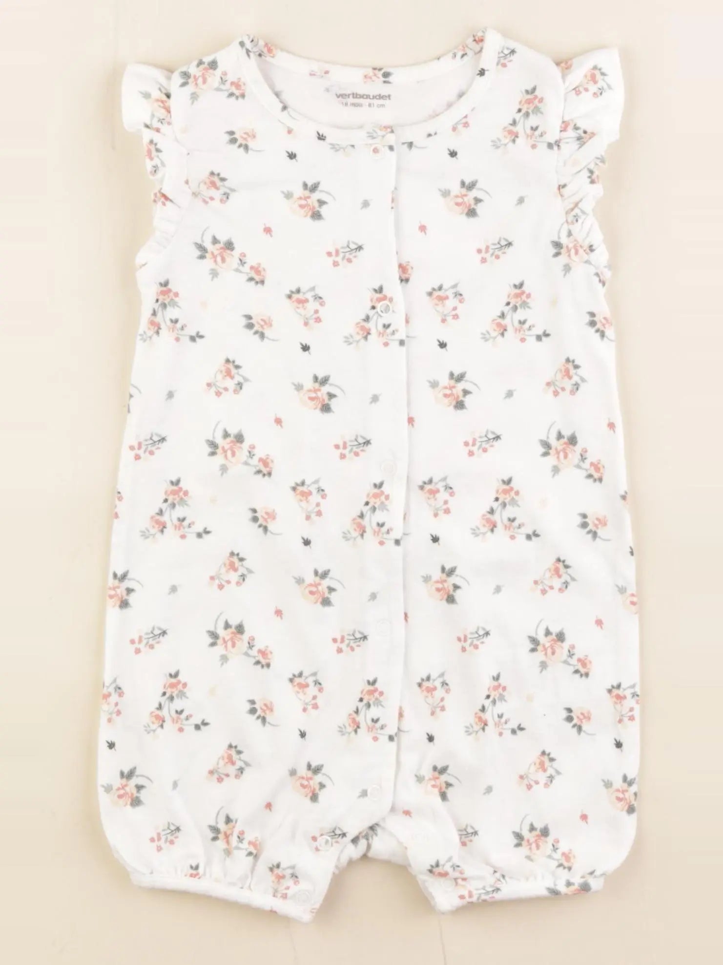 Vertbaudet - pyjama coton beige, rose - 18 mois