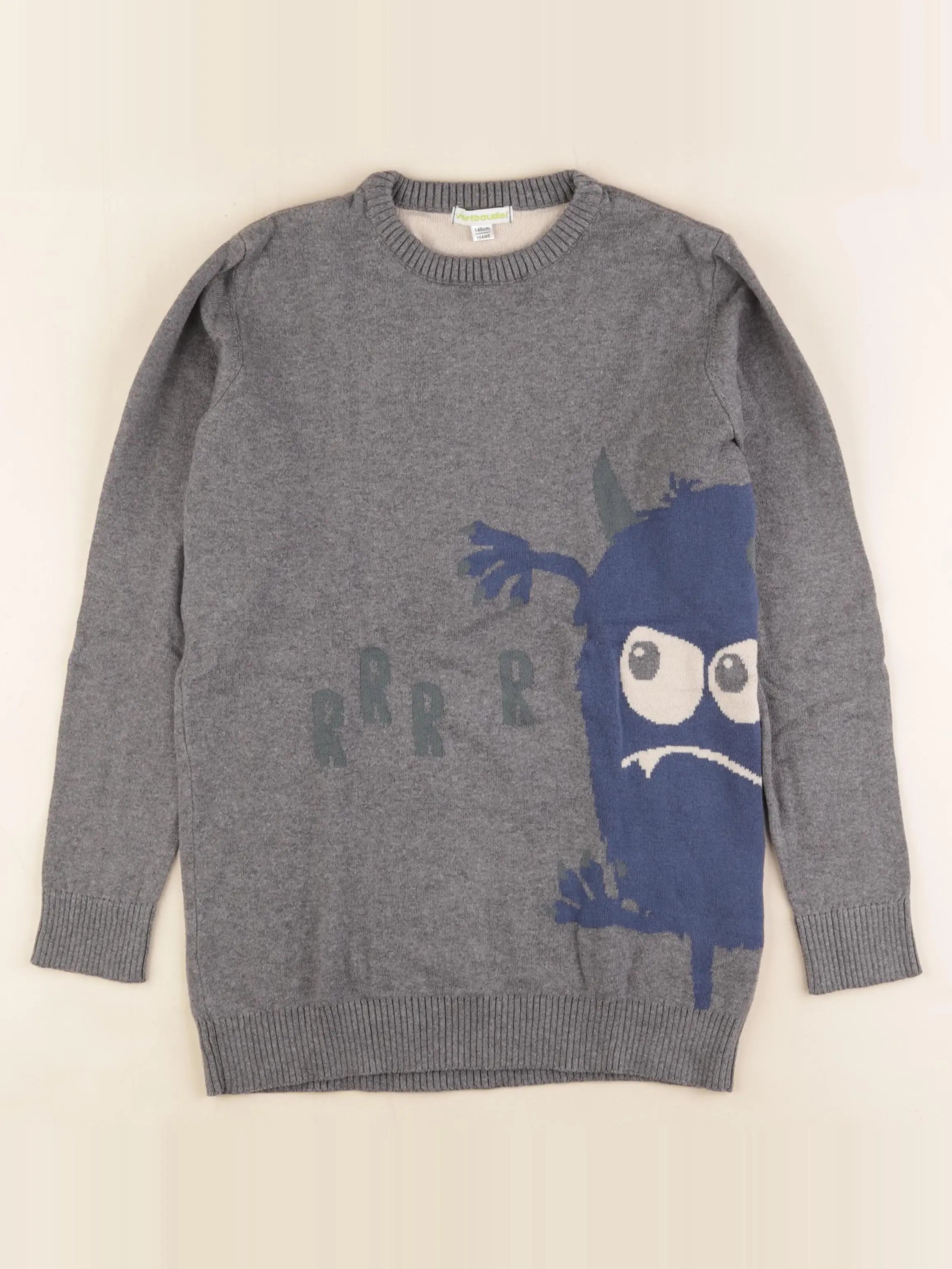 Vertbaudet - pull gris - 10 ans