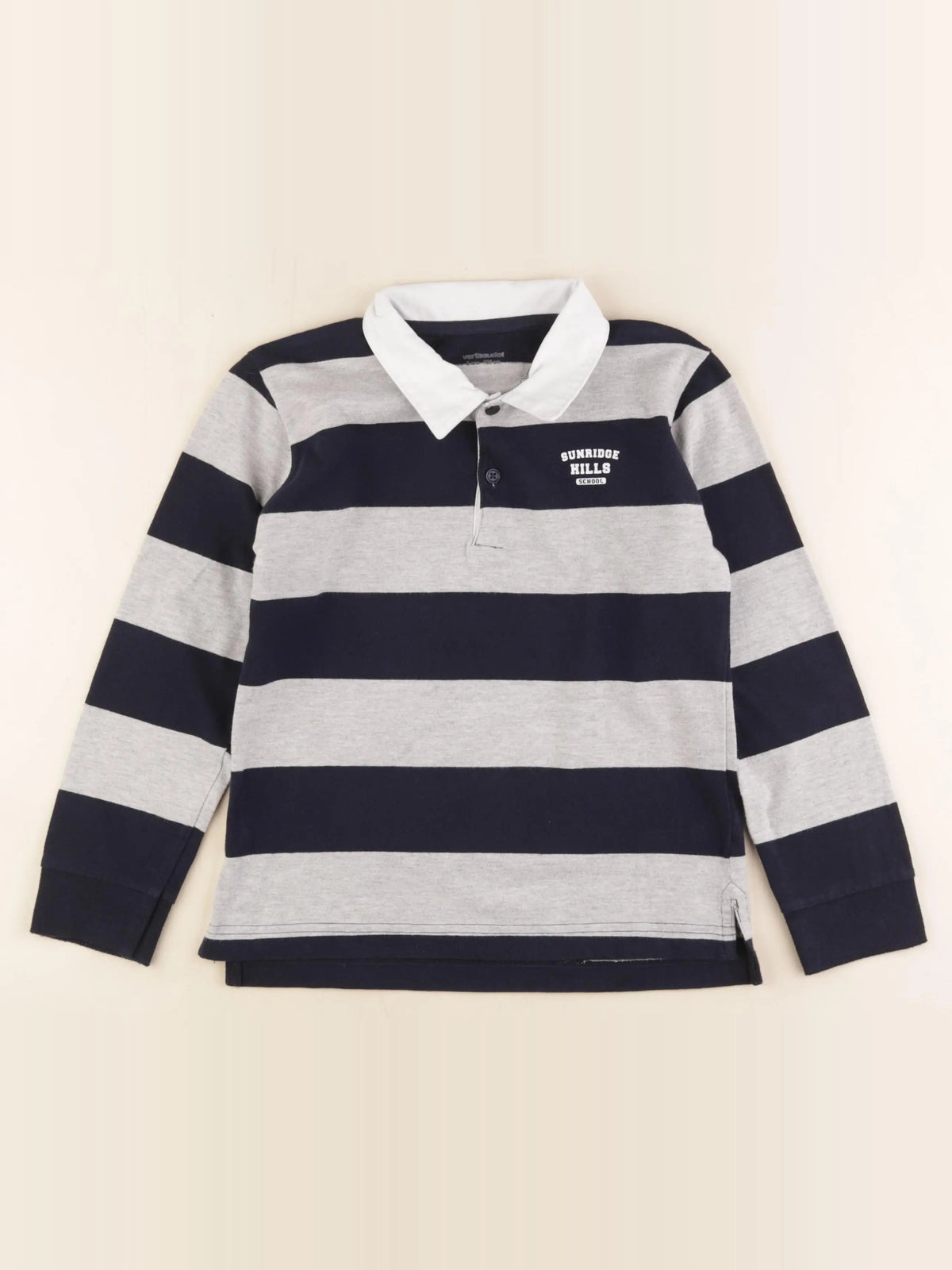 Vertbaudet - polo bleu, gris - 8 ans