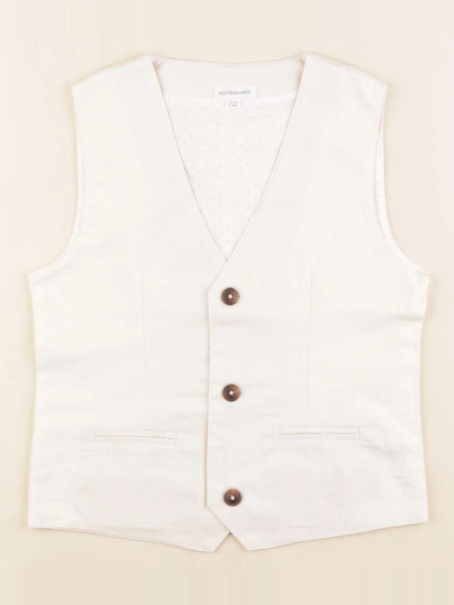 Vertbaudet - gilet beige - 8 ans