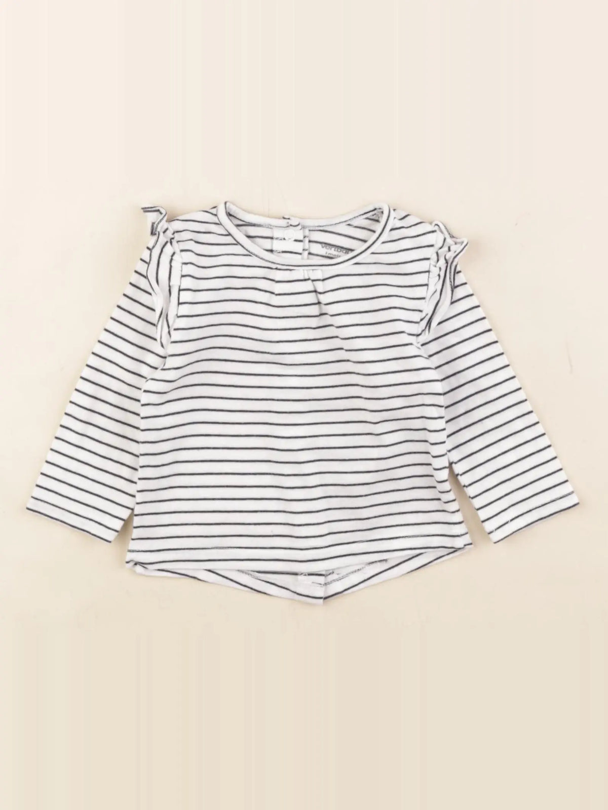 Vertbaudet - tee-shirt blanc, bleu - 3 mois