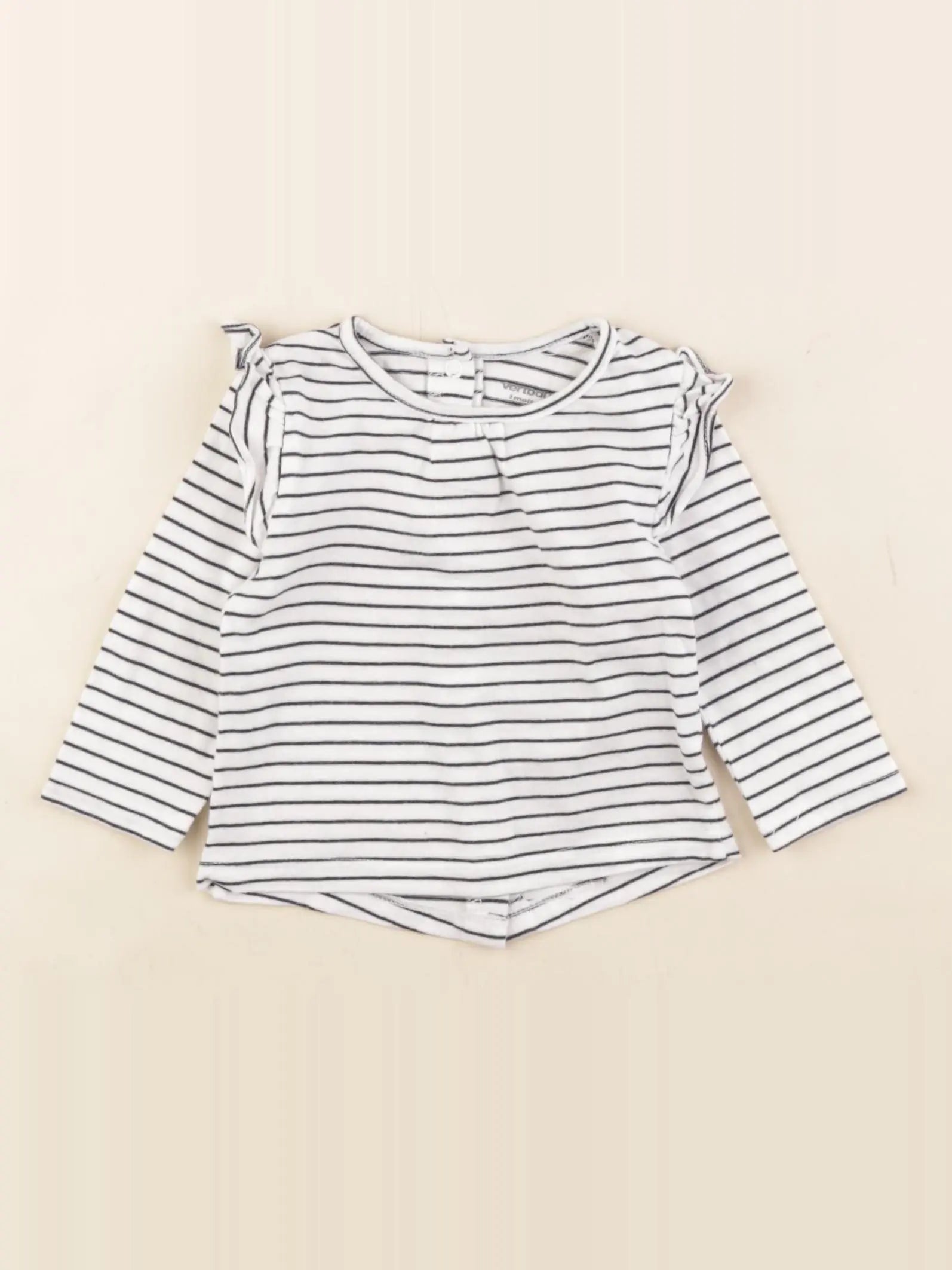 Vertbaudet - tee-shirt blanc, bleu - 3 mois