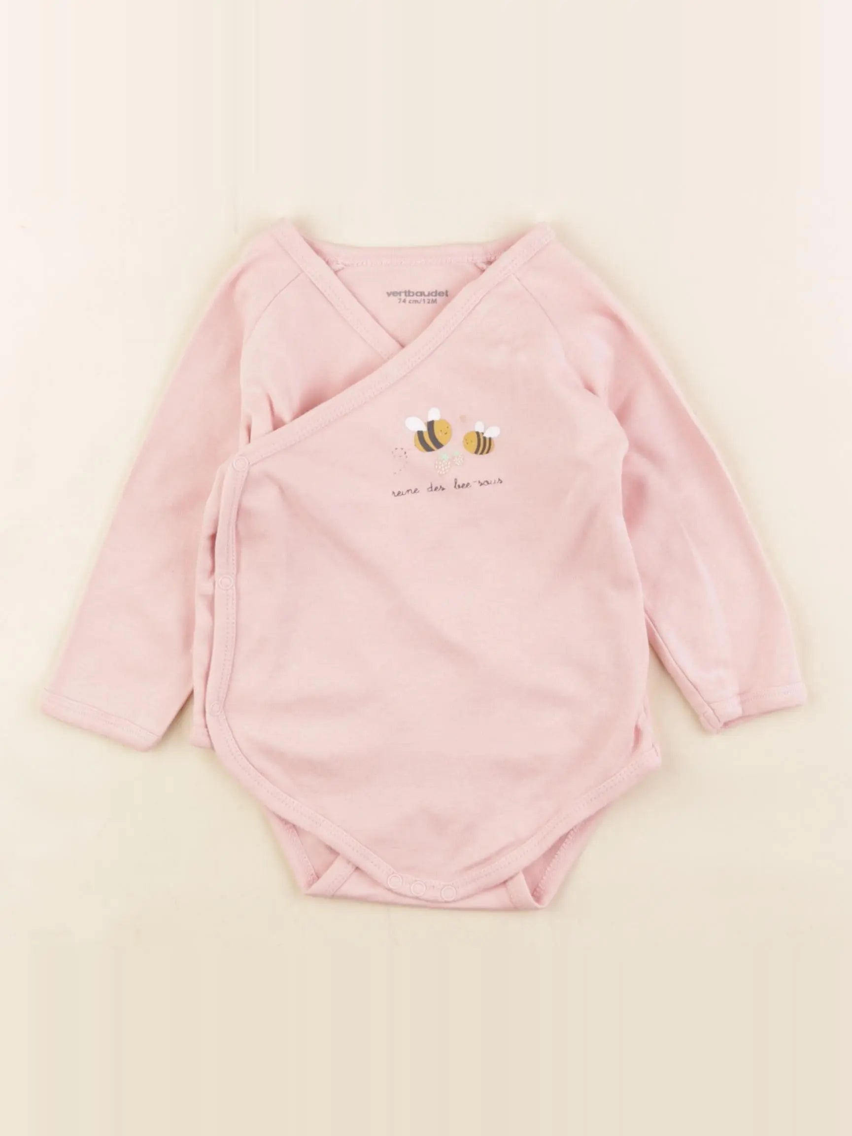 Vertbaudet - body rose - 12 mois