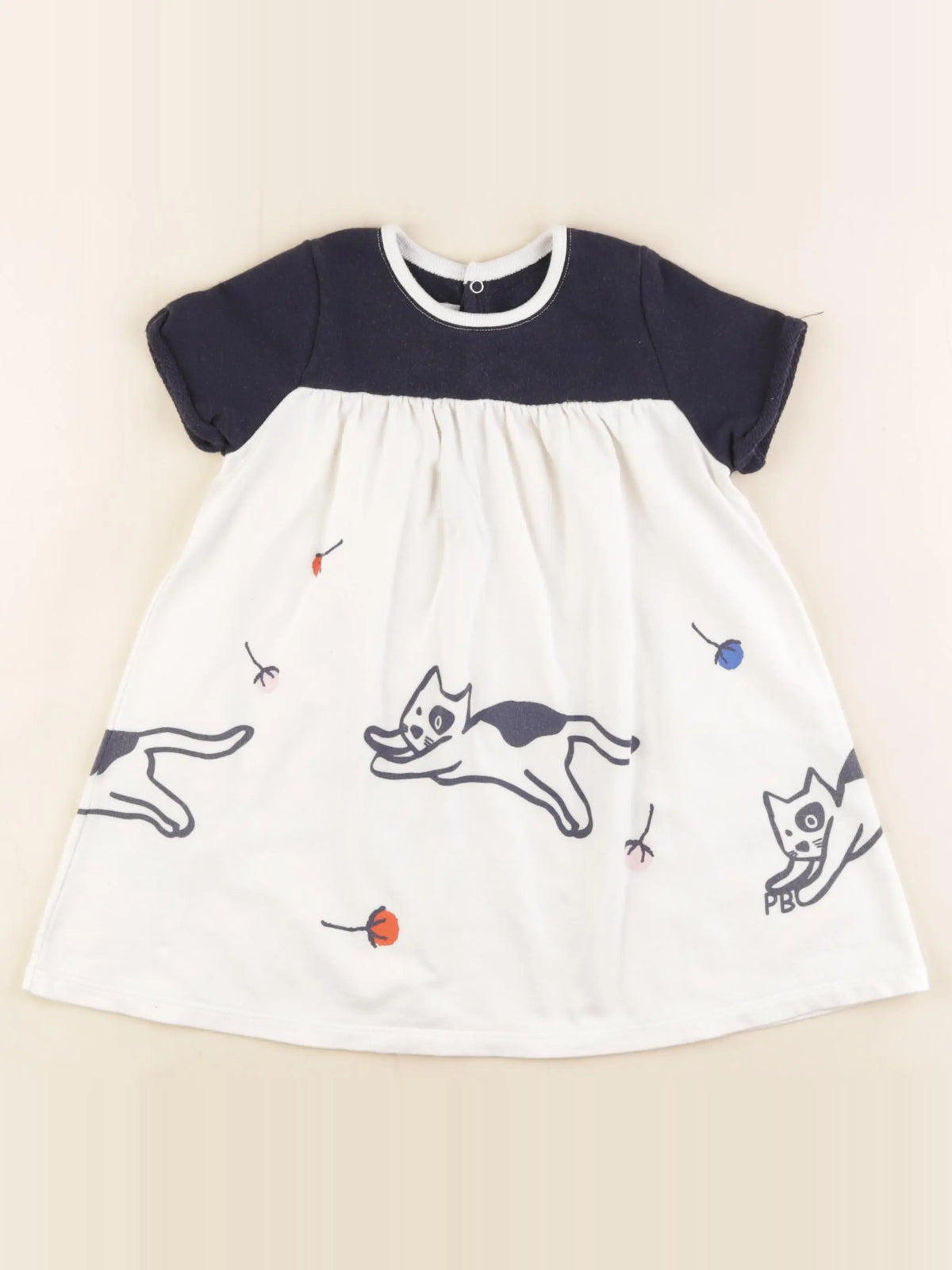 Petit Bateau - robe bleu, blanc - 24 mois