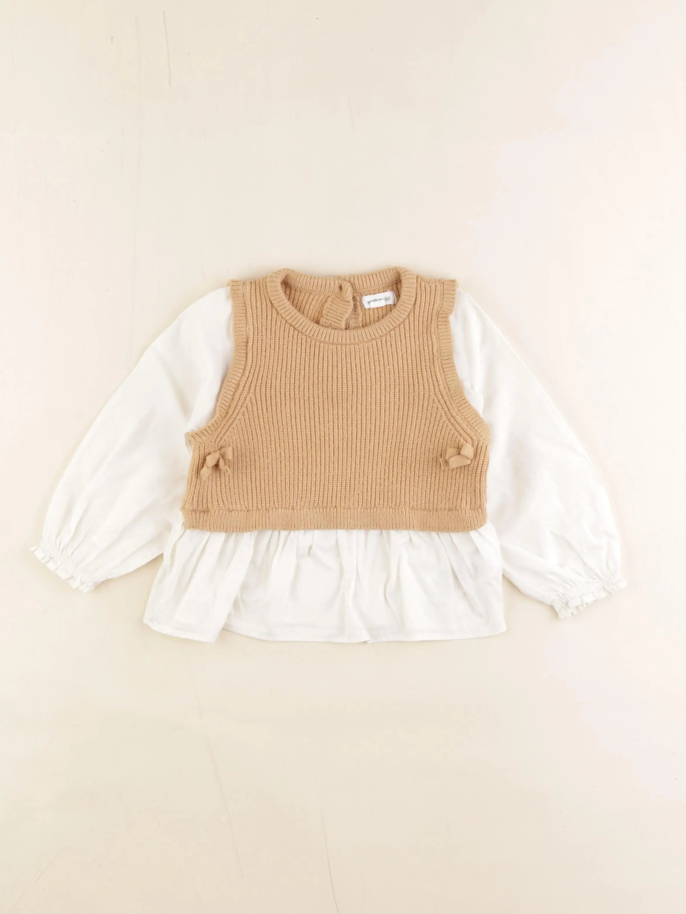 Vertbaudet - pull marron, blanc - 24 mois