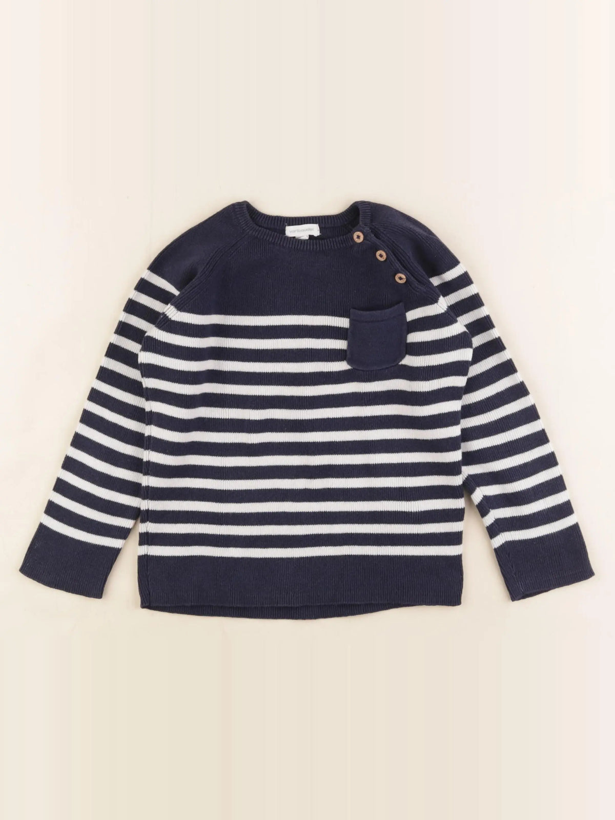 Vertbaudet - pull bleu, blanc - 36 mois