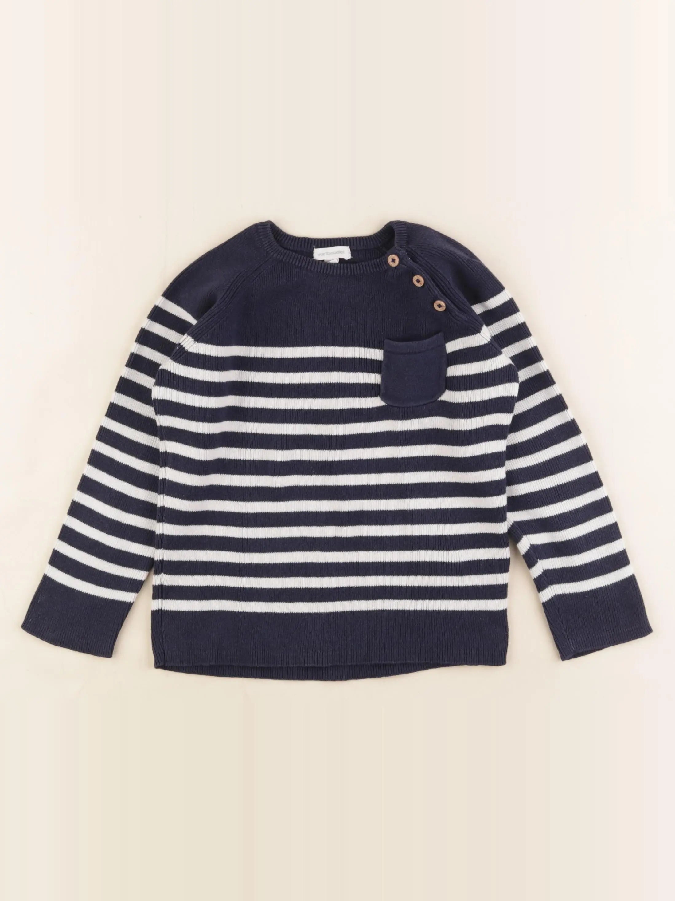 Vertbaudet - pull bleu, blanc - 36 mois