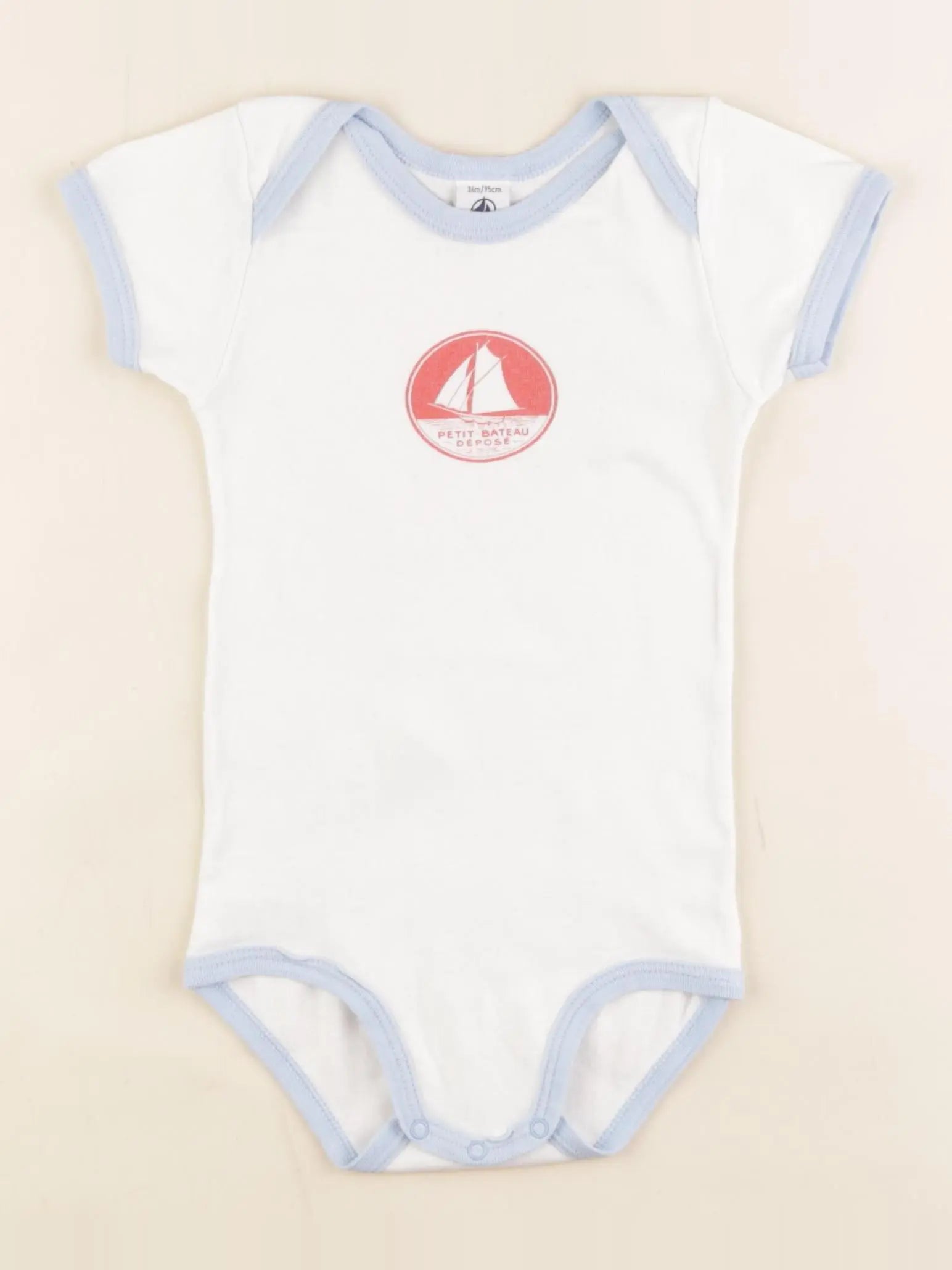Petit Bateau - body blanc, bleu - 36 mois