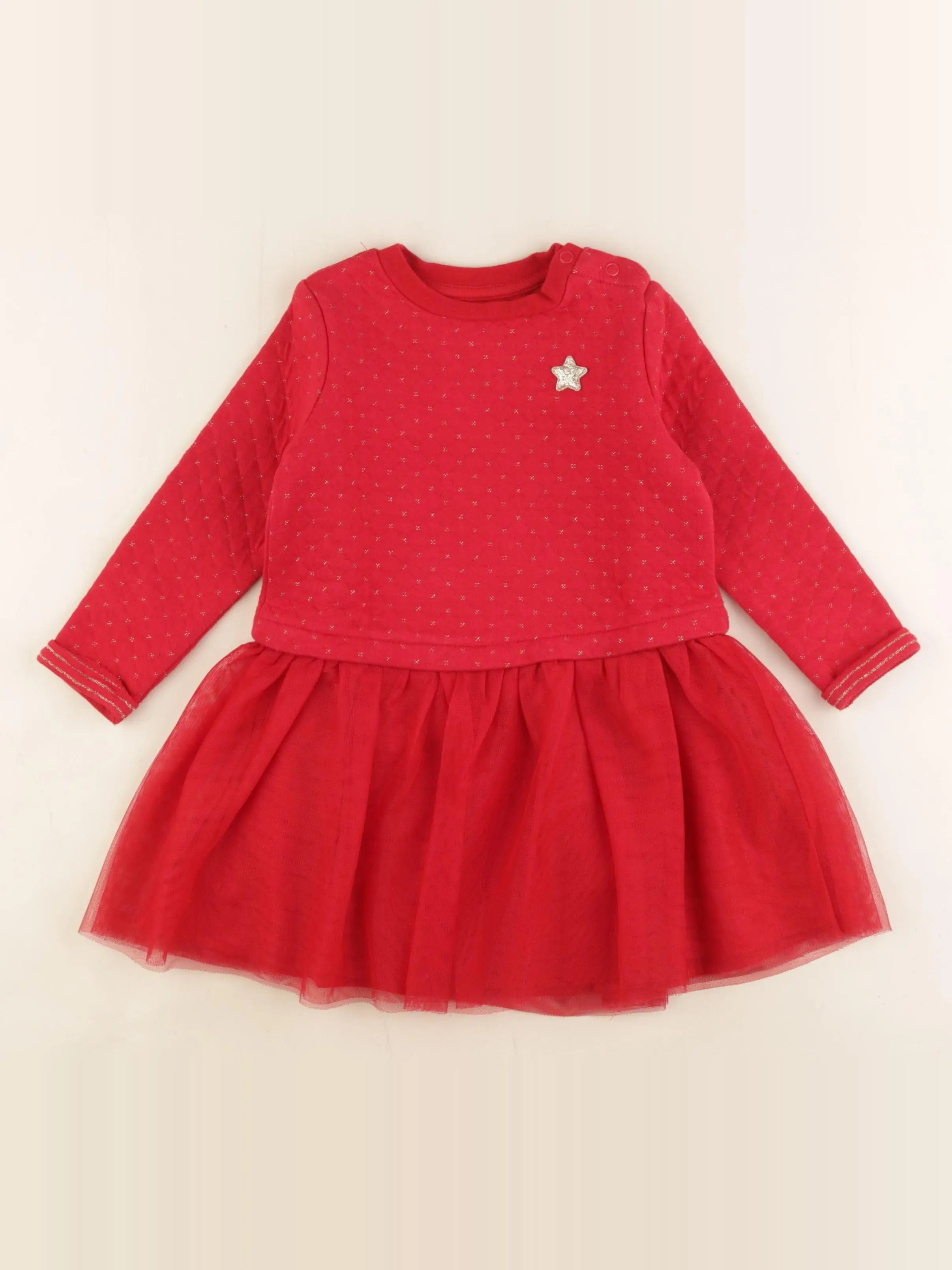 Vertbaudet - robe rouge, or - 3 ans