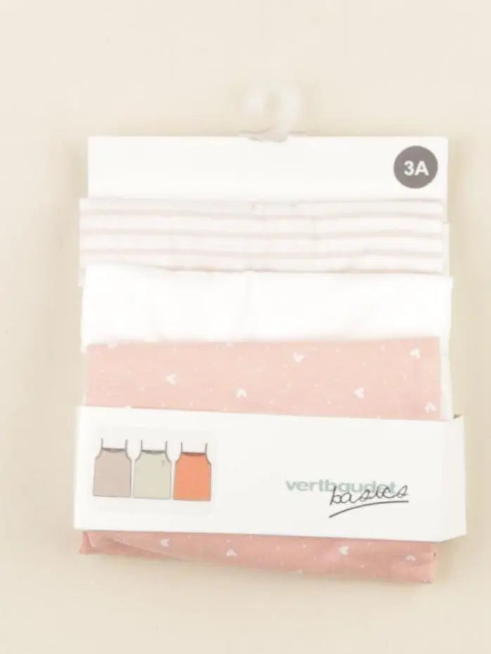 Vertbaudet - lot de 3 maillots de corps rose, blanc - 3 ans