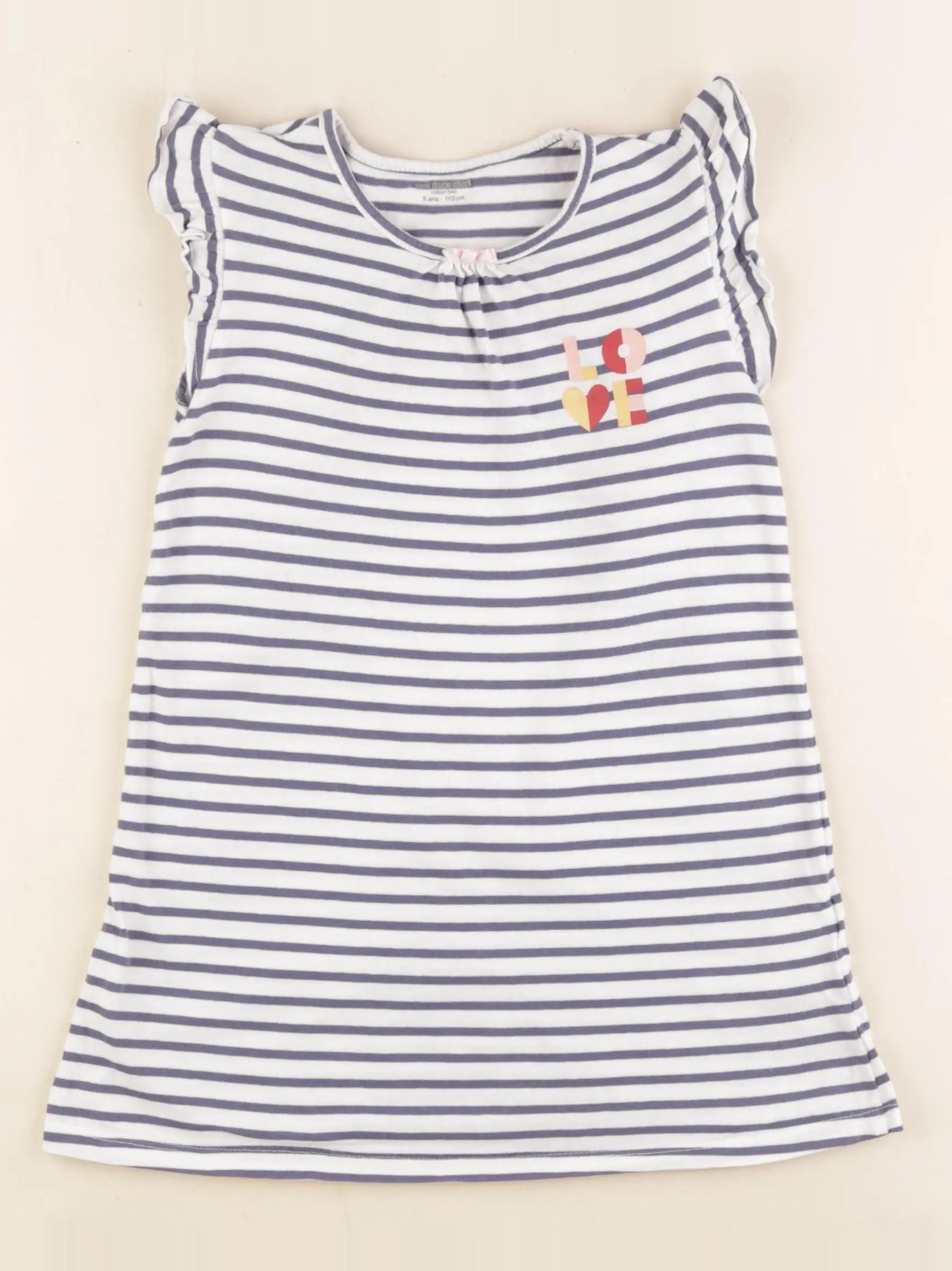 Vertbaudet - chemise de nuit coton bleu, blanc - 5 ans