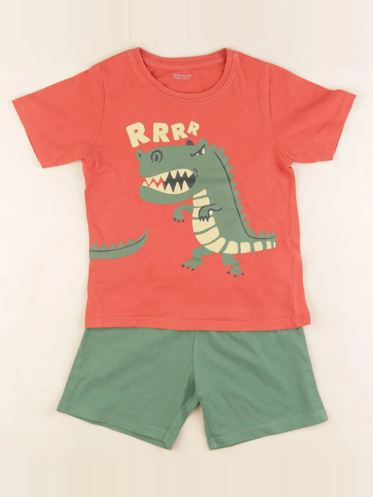 Vertbaudet - pyjama coton vert, orange - 5 ans