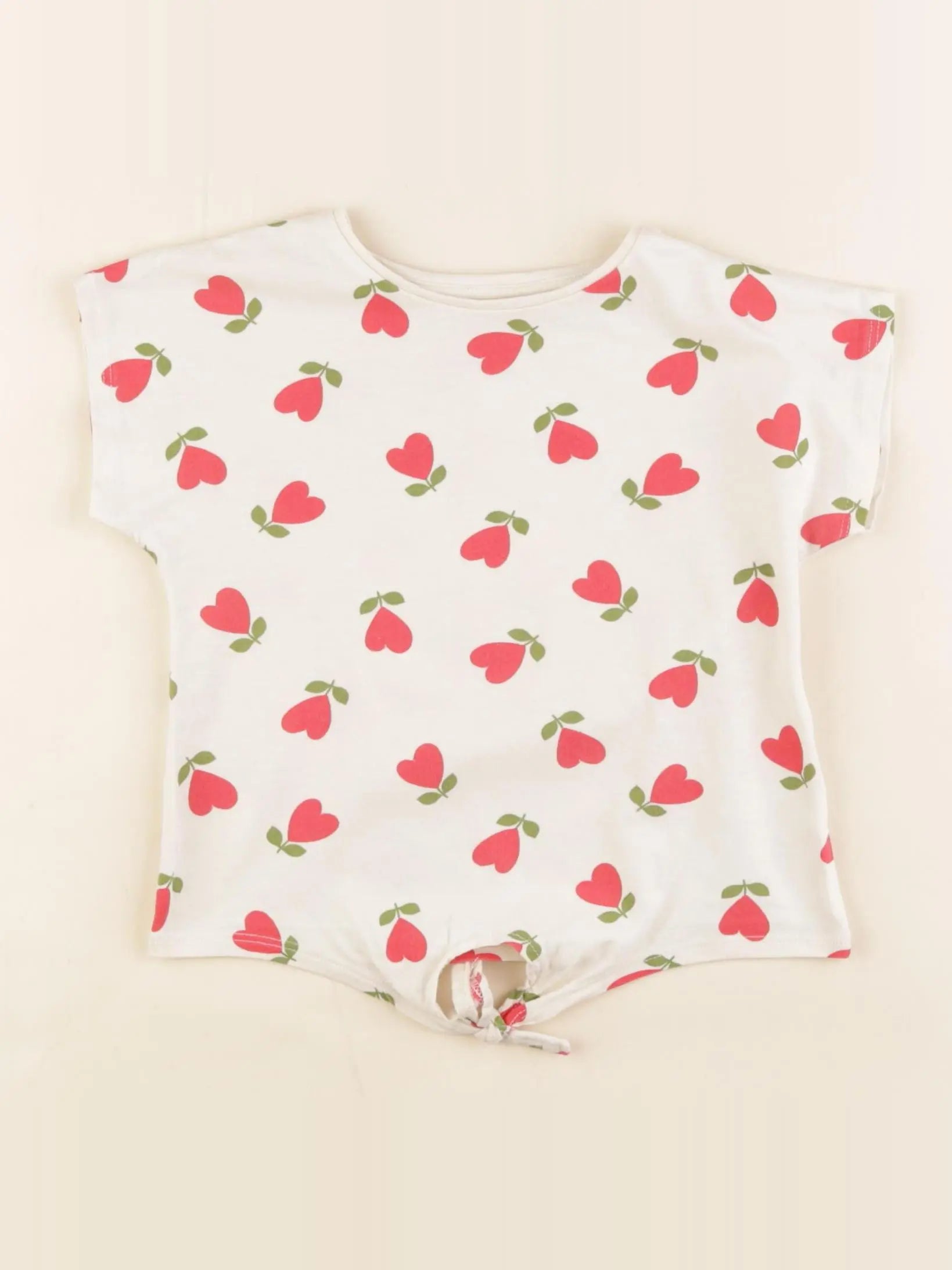 Vertbaudet - tee-shirt beige, rouge - 2 ans