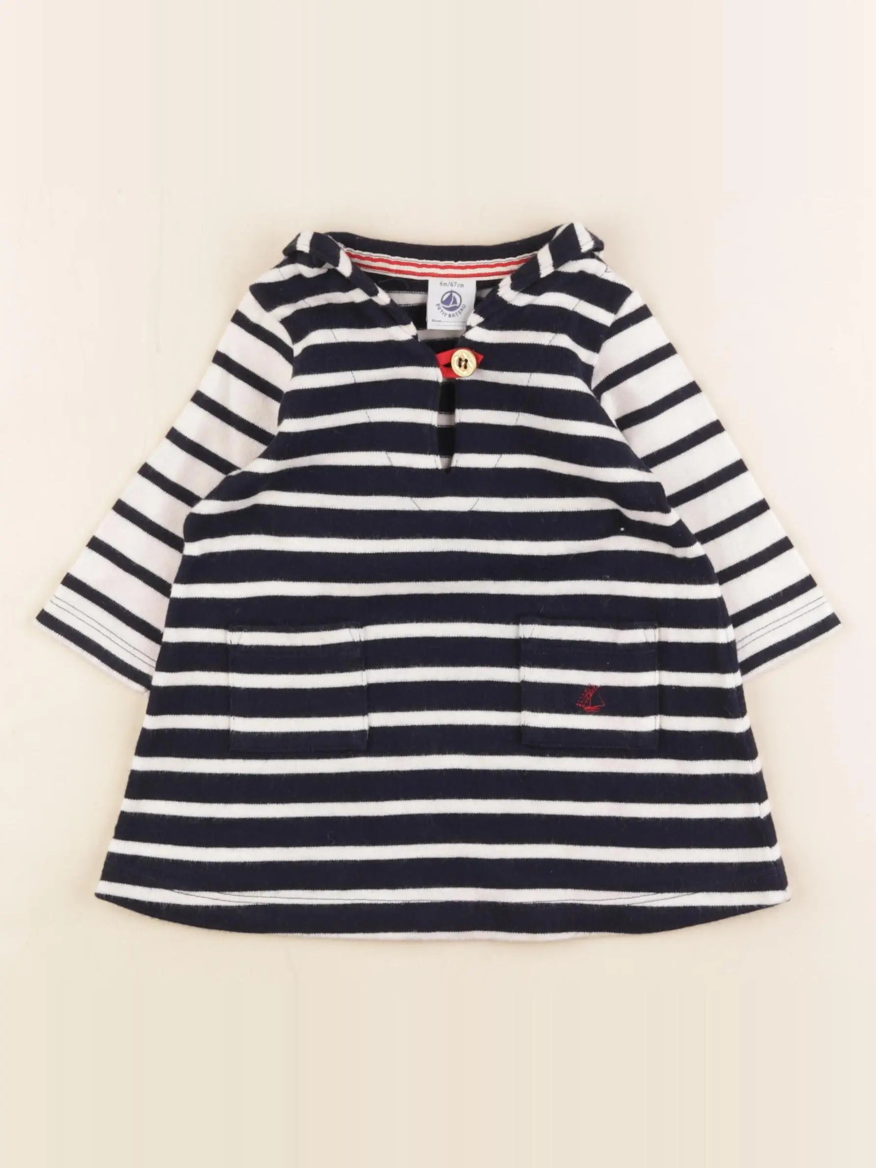 Petit Bateau - robe bleu - 6 mois